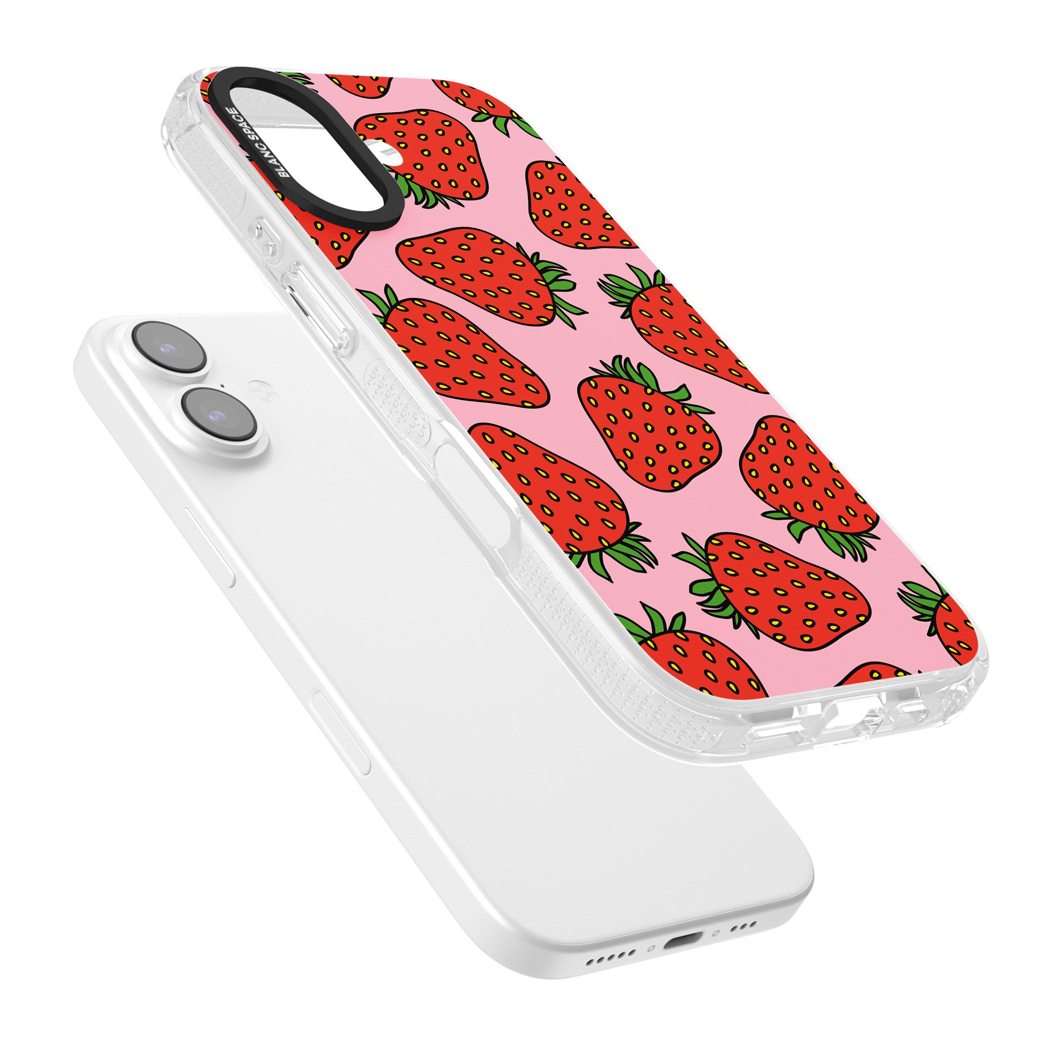 Strawberry Pattern (Pink) iPhone 17 Impact Air Clear Phone Case Colours