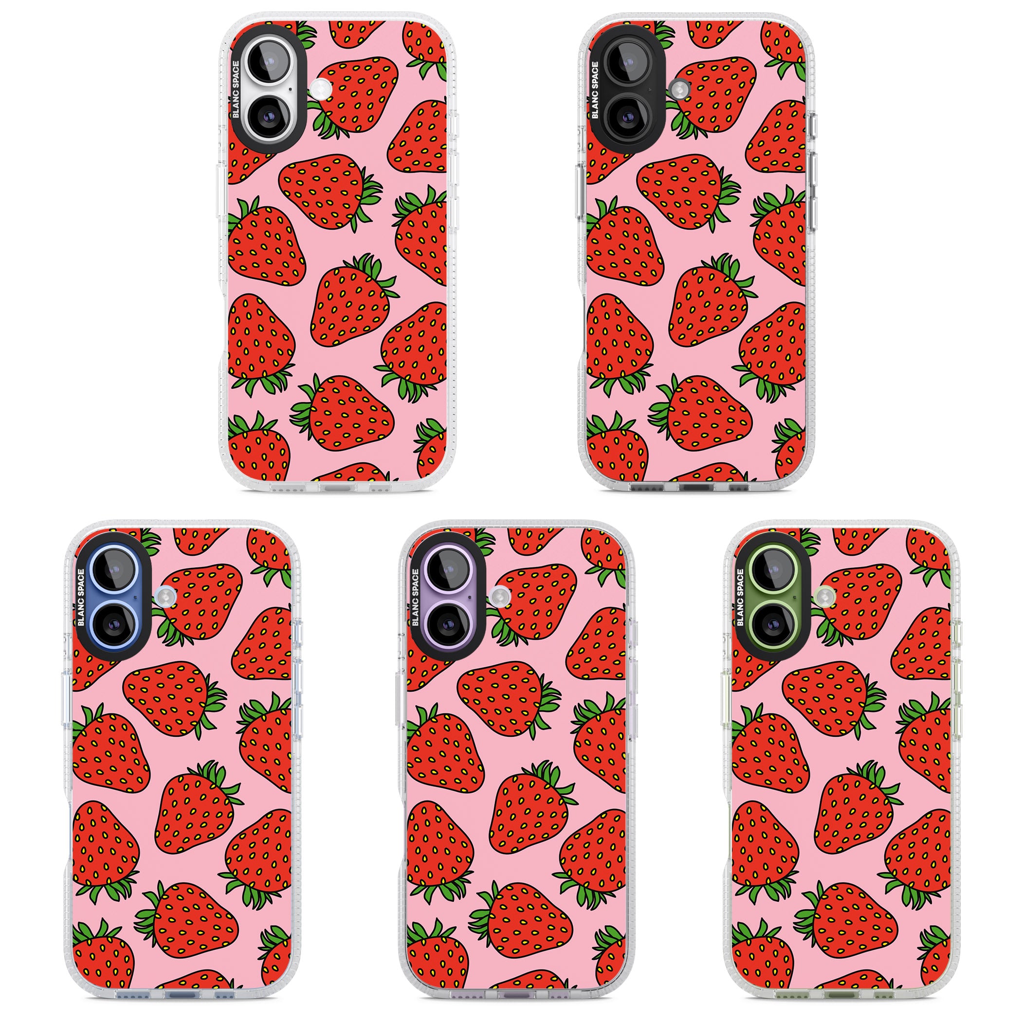 Strawberry Pattern (Pink) iPhone 17 Impact Air Clear Phone Case APT Impact Protection