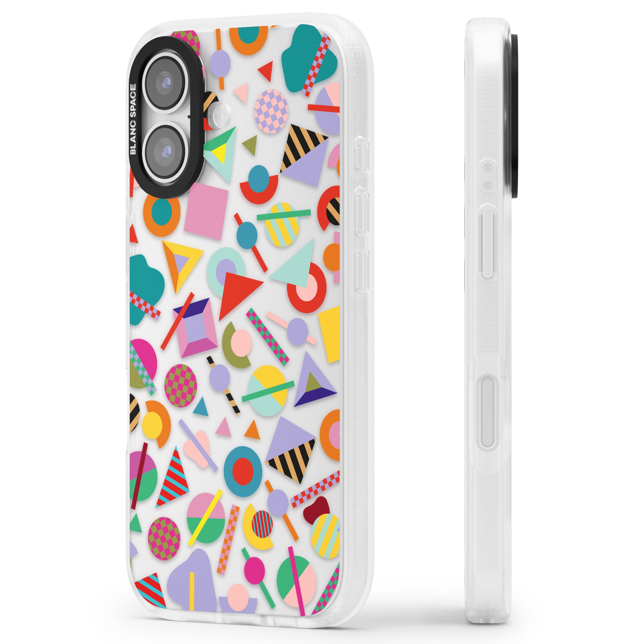 Retro Carnival Shapes iPhone 17 Impact Air Clear Phone Case Side Profile