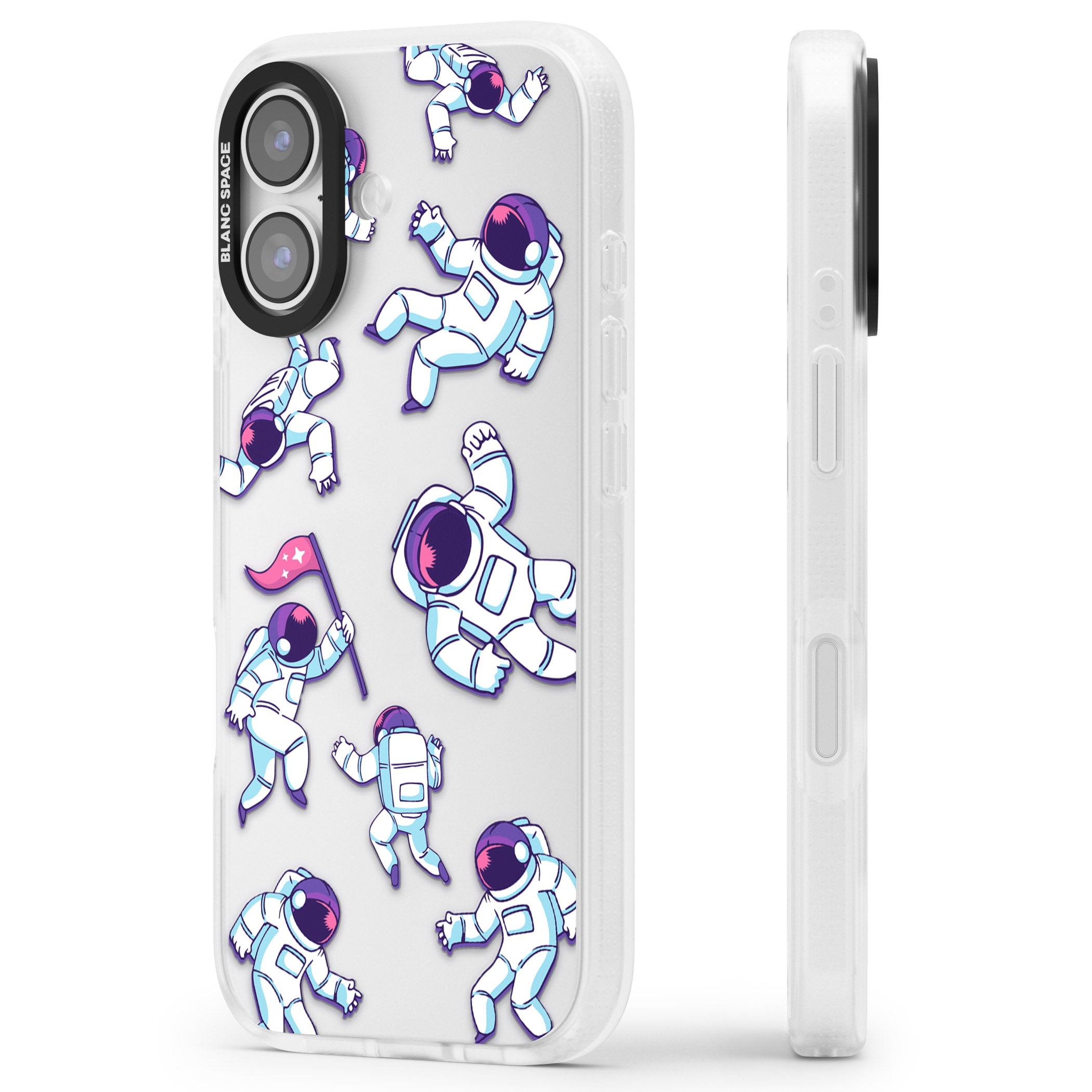Astronaut Pattern iPhone 17 Impact Air Clear Phone Case Side Profile