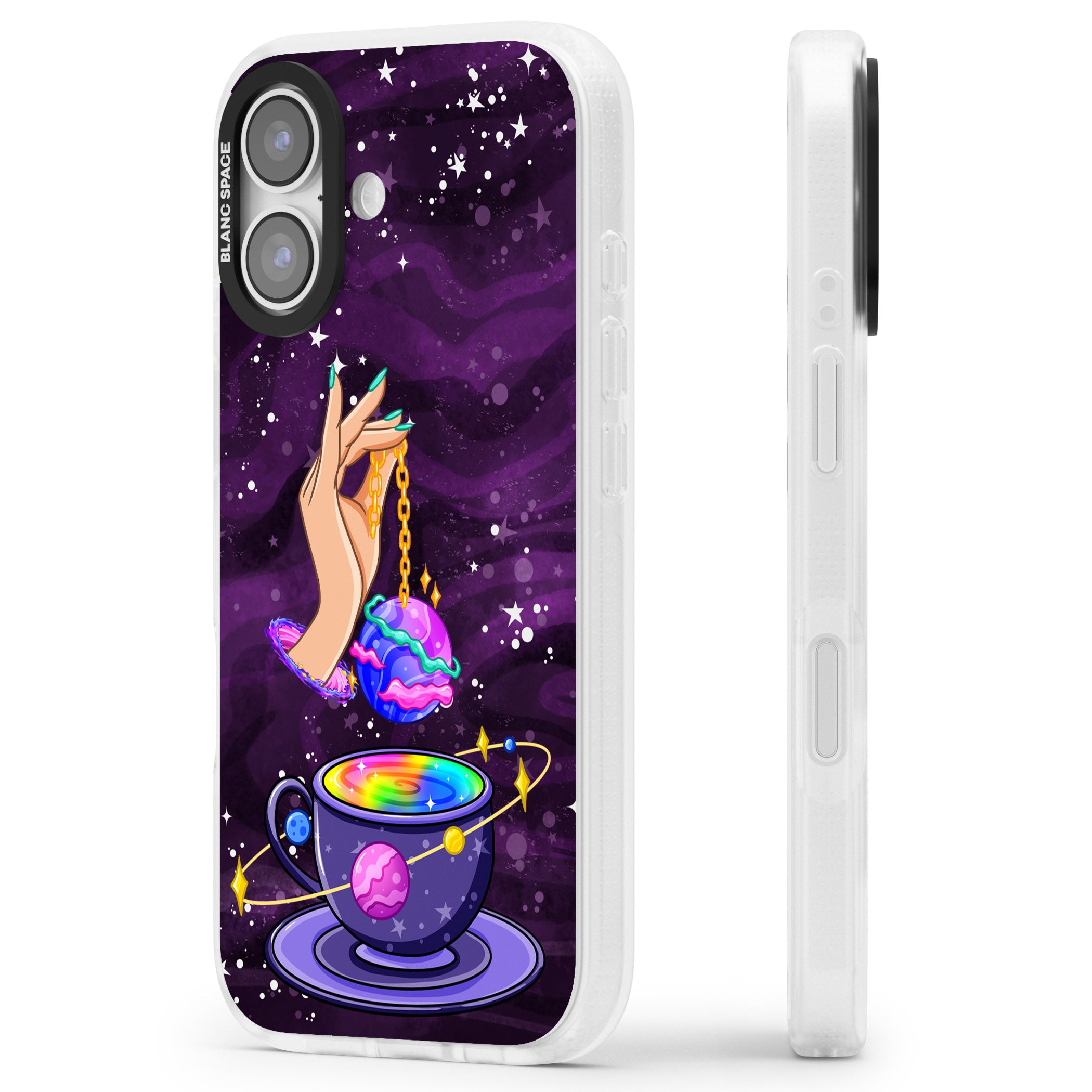 Space Tea iPhone 17 Impact Air Clear Phone Case Side Profile