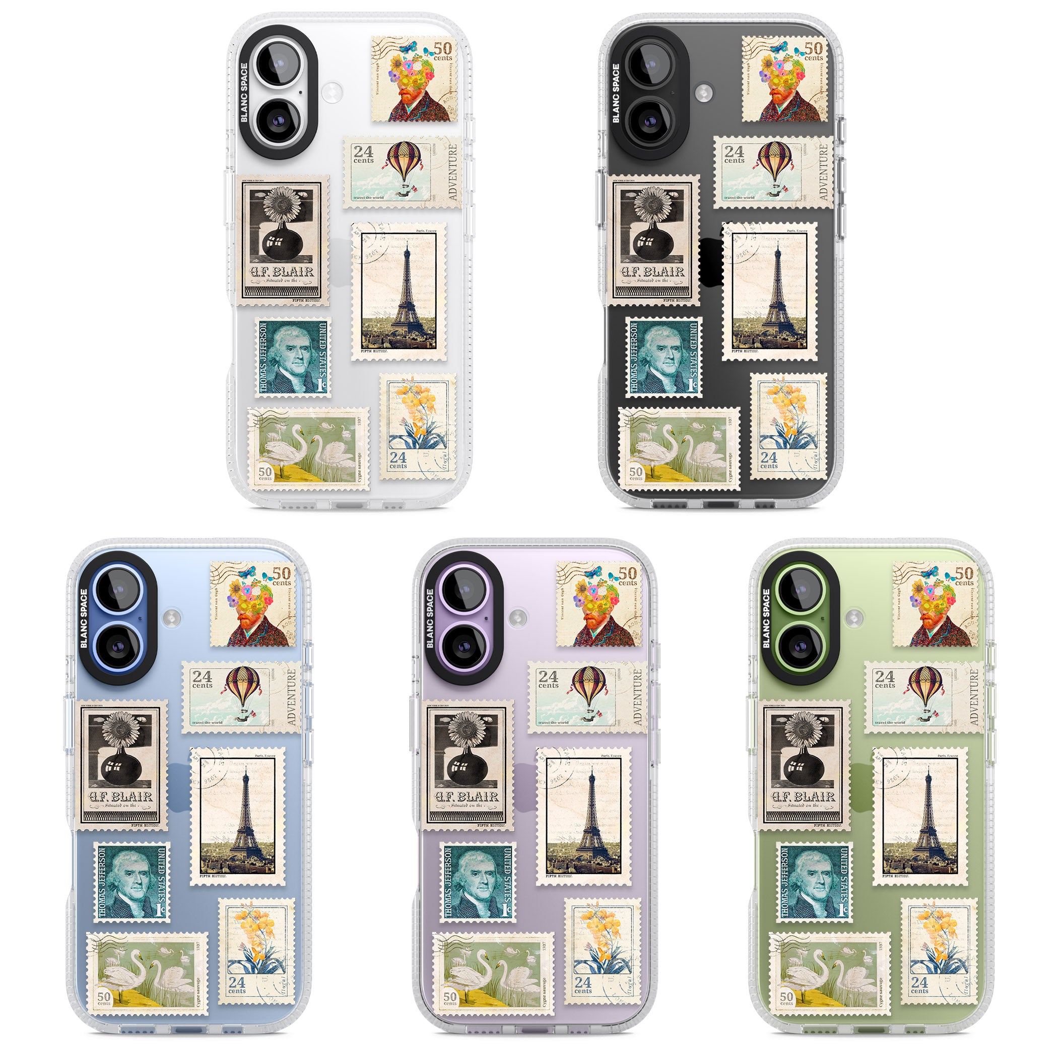 Vintage Stamps iPhone 17 Impact Air Clear Phone Case APT Impact Protection