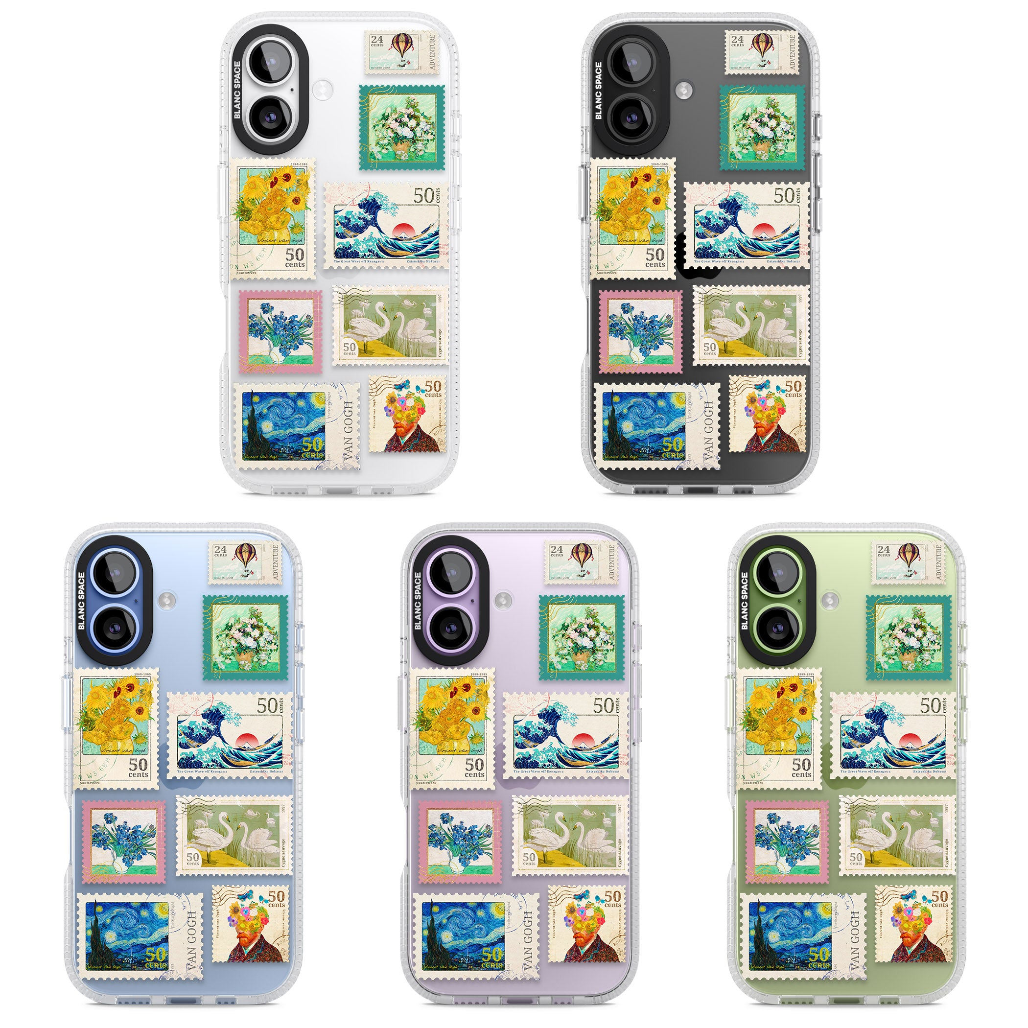 Vintage Art Stamps iPhone 17 Impact Air Clear Phone Case APT Impact Protection