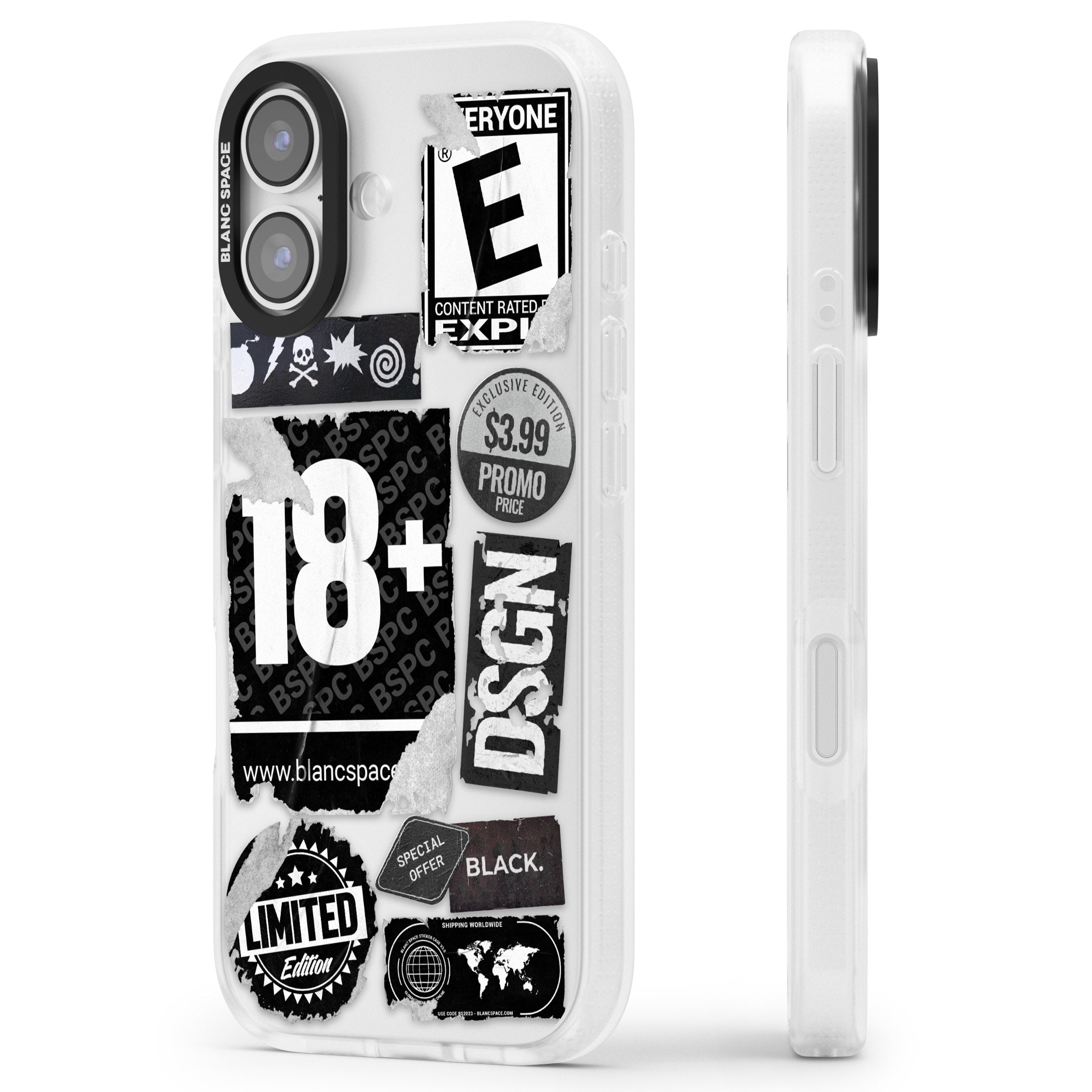 Black Sticker Mix iPhone 17 Impact Air Clear Phone Case Side Profile