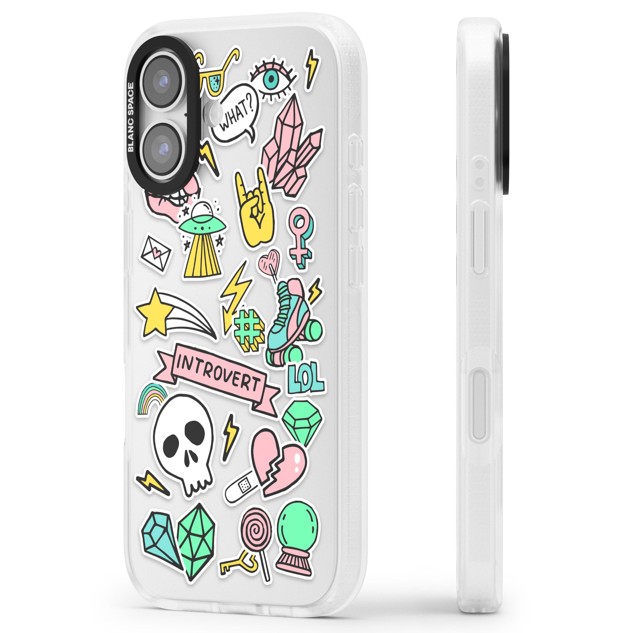 Introvert Sticker iPhone 17 Impact Air Clear Phone Case Side Profile