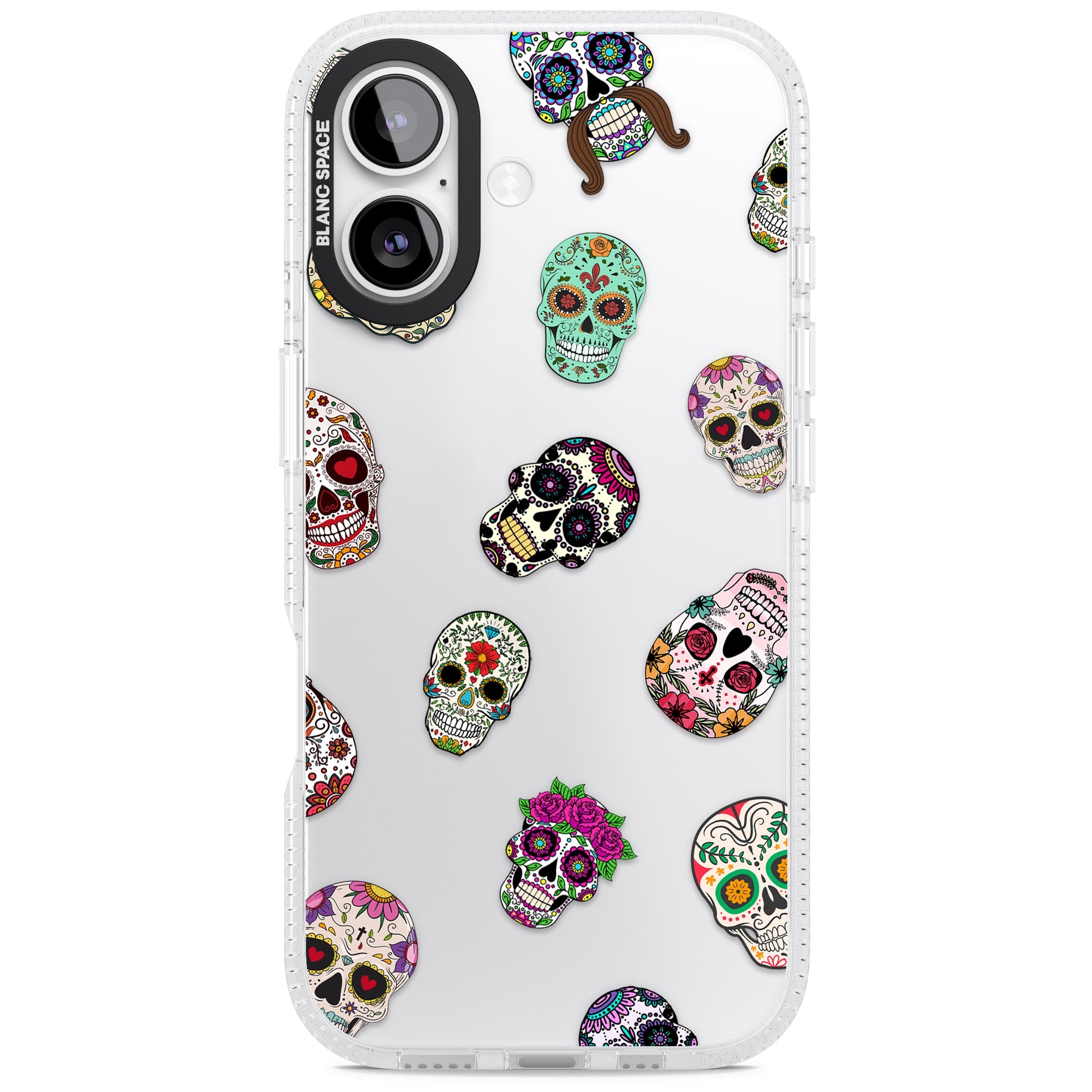 Mixed Sugar Skull Pattern iPhone 17 Impact Air Clear Phone Case
