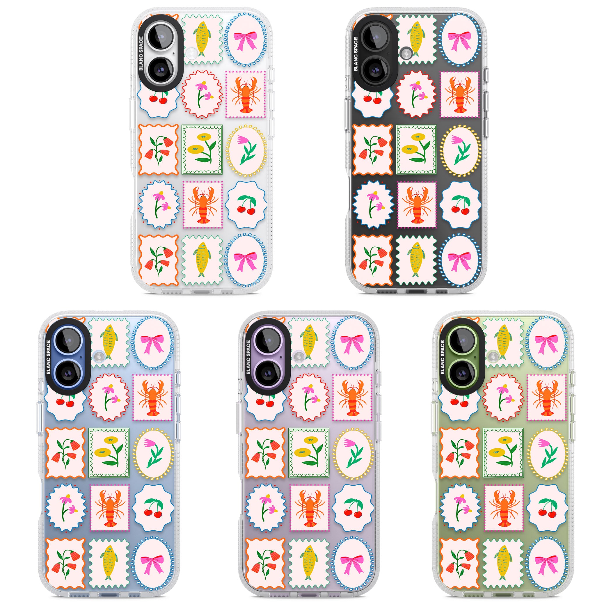 Floral Seafood Stamps iPhone 17 Impact Air Clear Phone Case APT Impact Protection