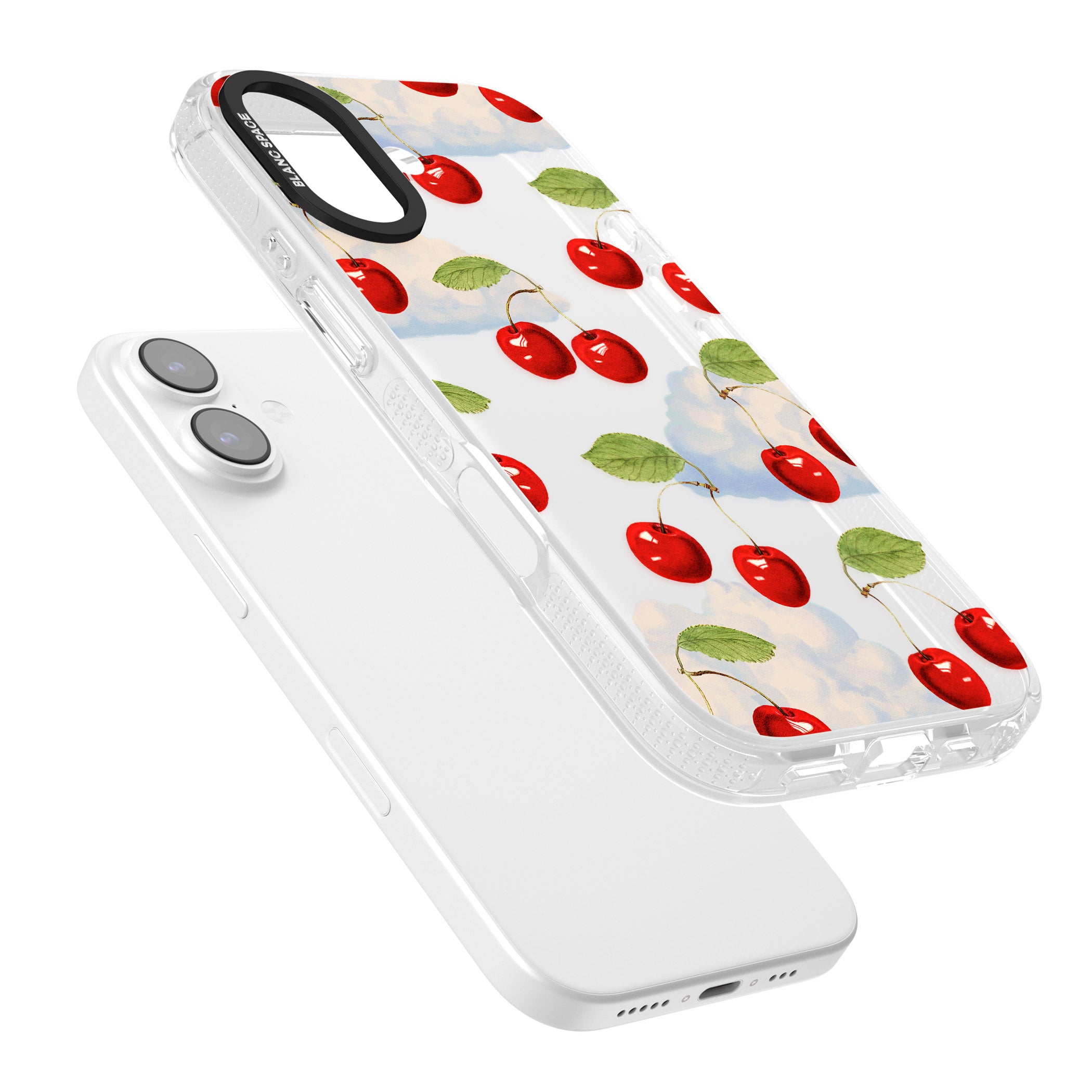 Vintage Cherries & Clouds iPhone 17 Impact Air Clear Phone Case Colours