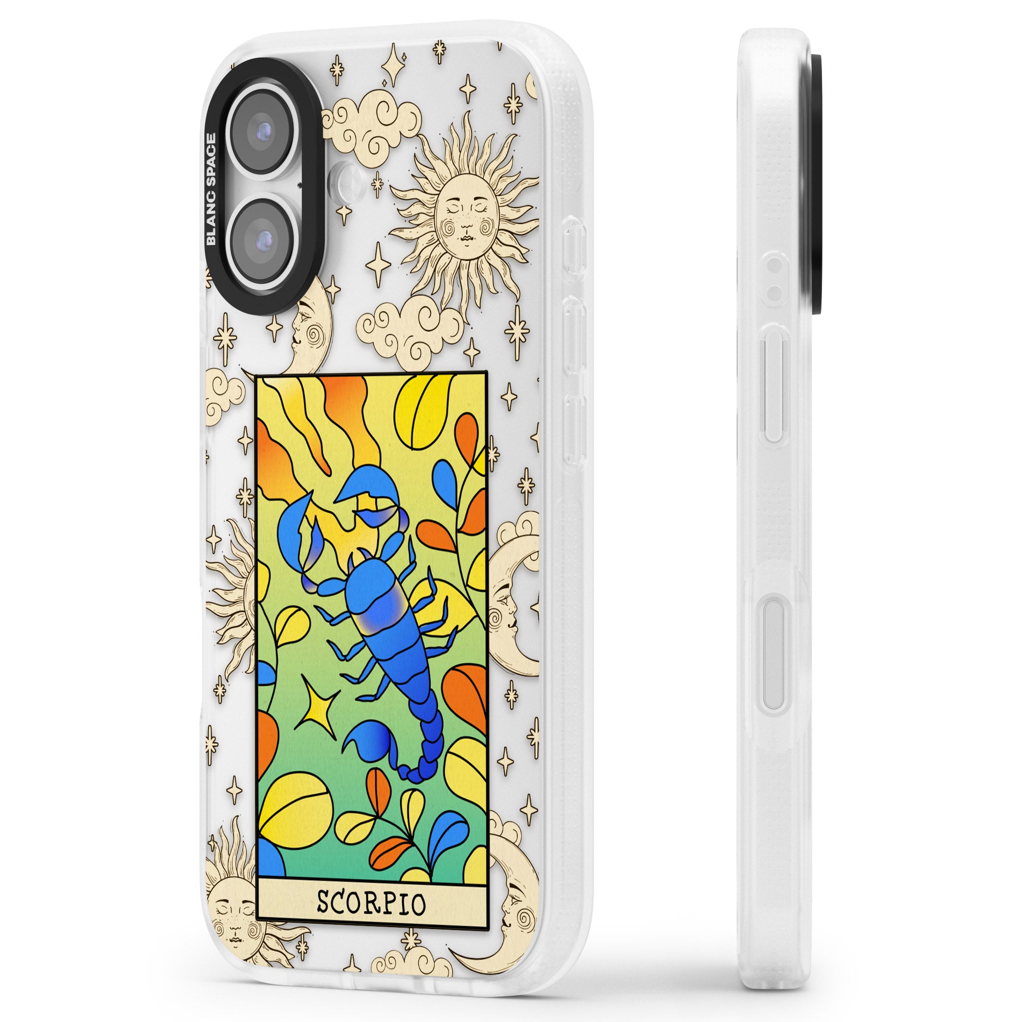 Celestial Zodiac Scorpio iPhone 17 Impact Air Clear Phone Case Side Profile