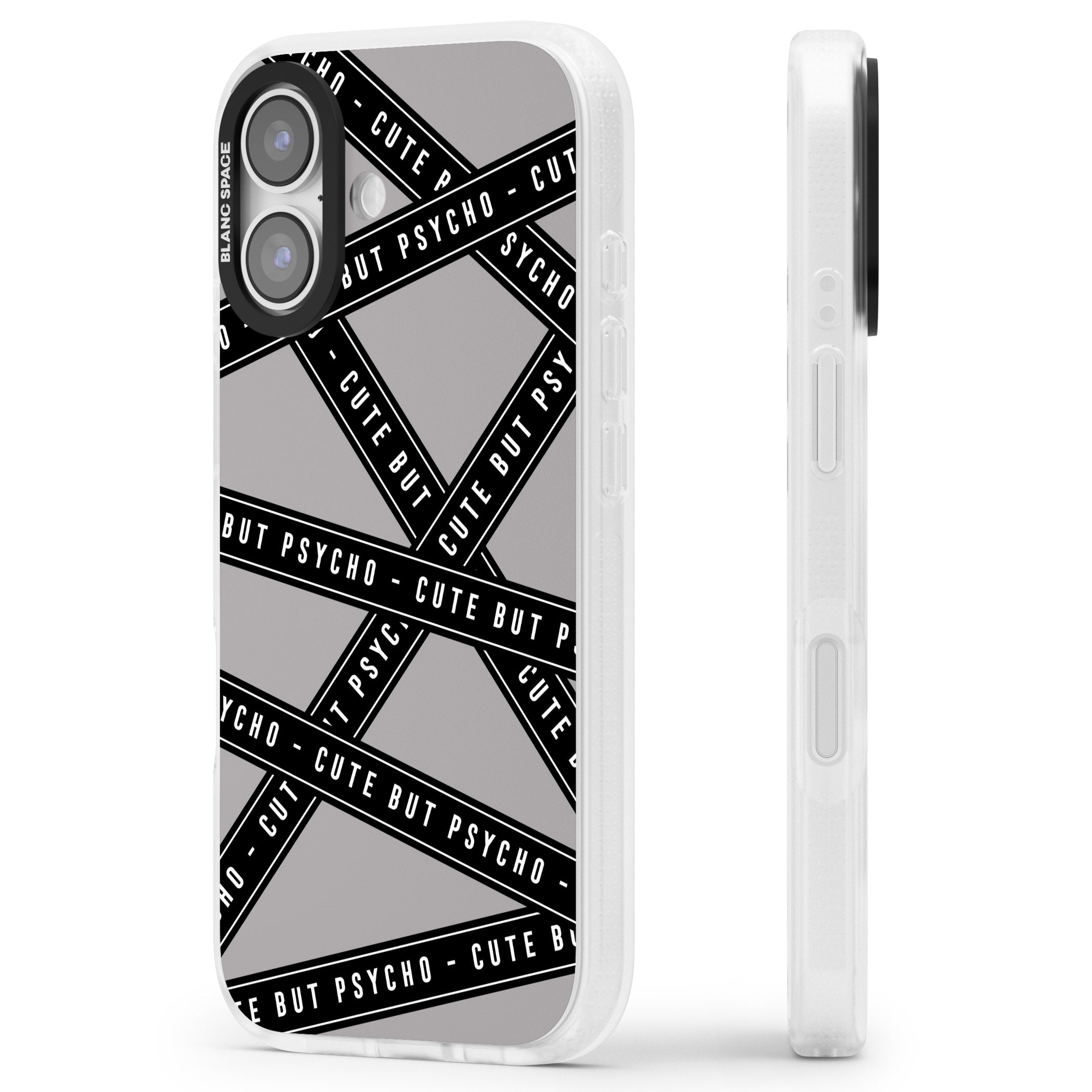 Cute But Psycho iPhone 17 Impact Air Clear Phone Case Side Profile