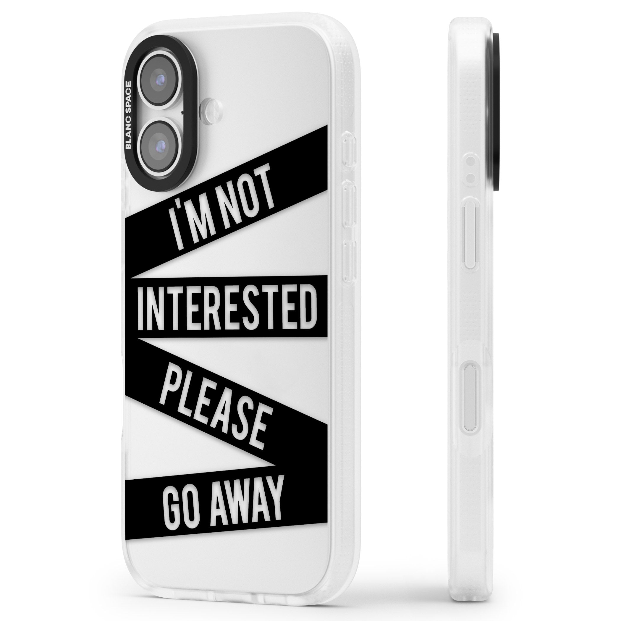 Not Interested Warning iPhone 17 Impact Air Clear Phone Case Side Profile