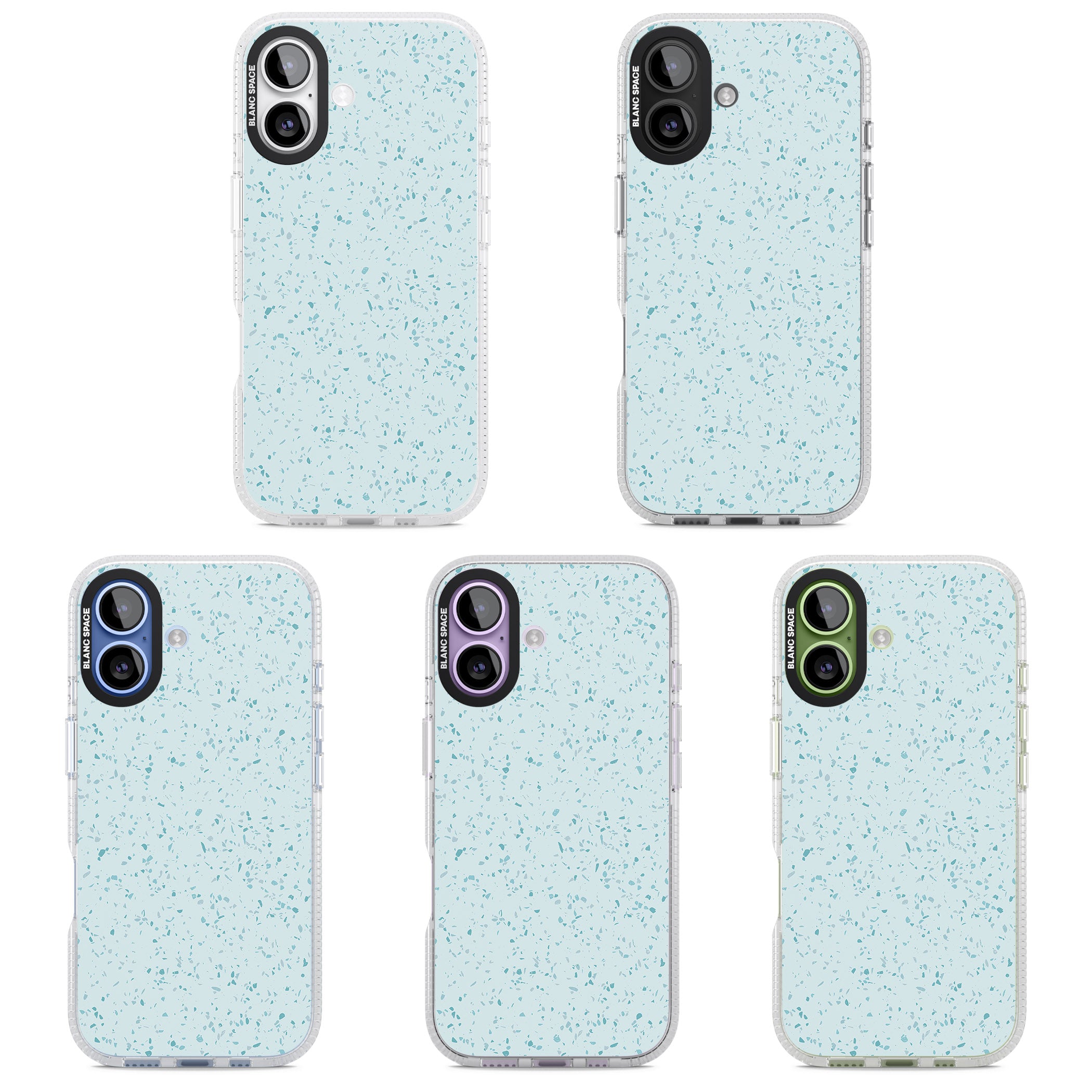 Light Blue Terrazzo Pattern iPhone 17 Impact Air Clear Phone Case APT Impact Protection