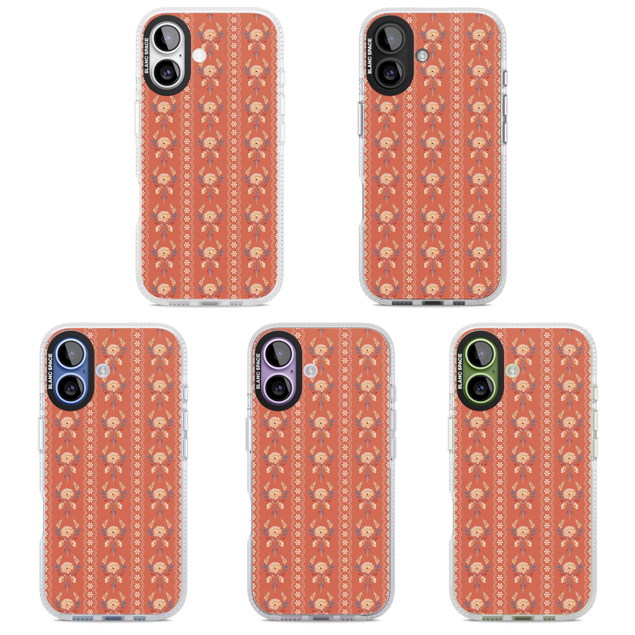 Vintage Terracotta Floral iPhone 17 Impact Air Clear Phone Case APT Impact Protection
