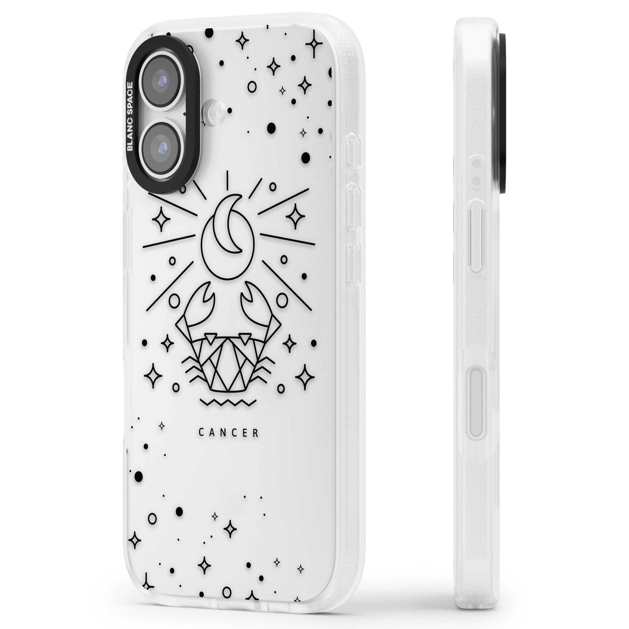 Zodiac Cancer Moon iPhone 17 Impact Air Clear Phone Case Side Profile
