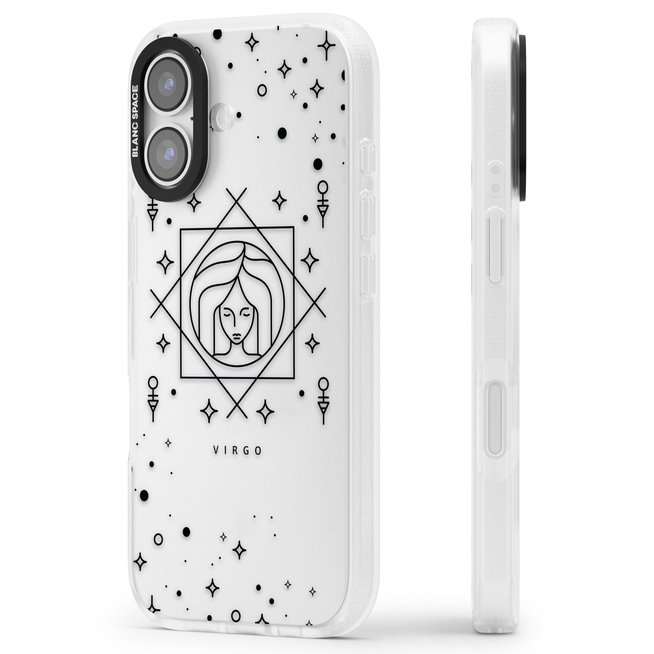 Virgo Emblem iPhone 17 Impact Air Clear Phone Case Side Profile