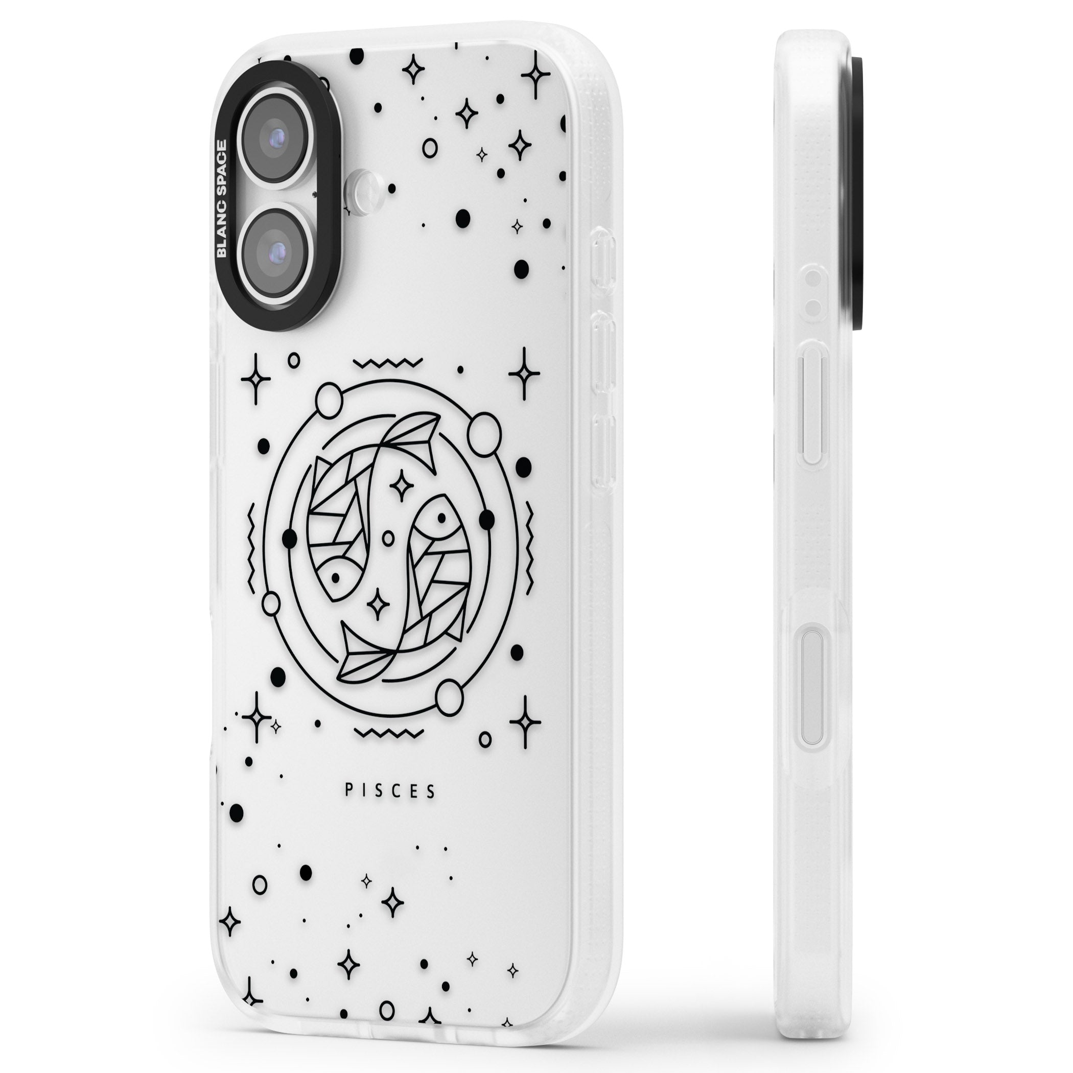Pisces Emblem Transparent iPhone 17 Impact Air Clear Phone Case Side Profile