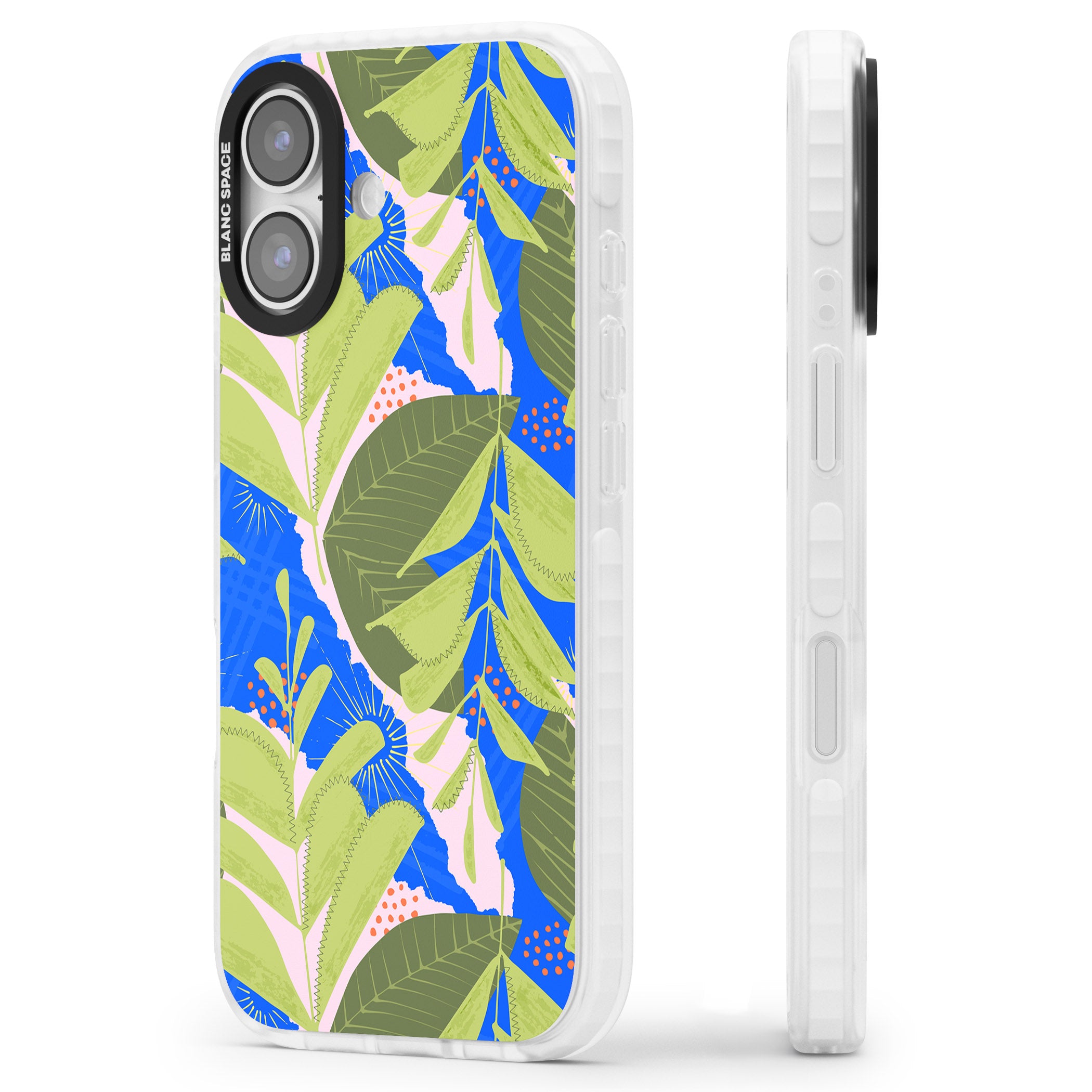 Fern Leaves Abstract Pattern iPhone 17 Impact Clear Phone Case Side Profile