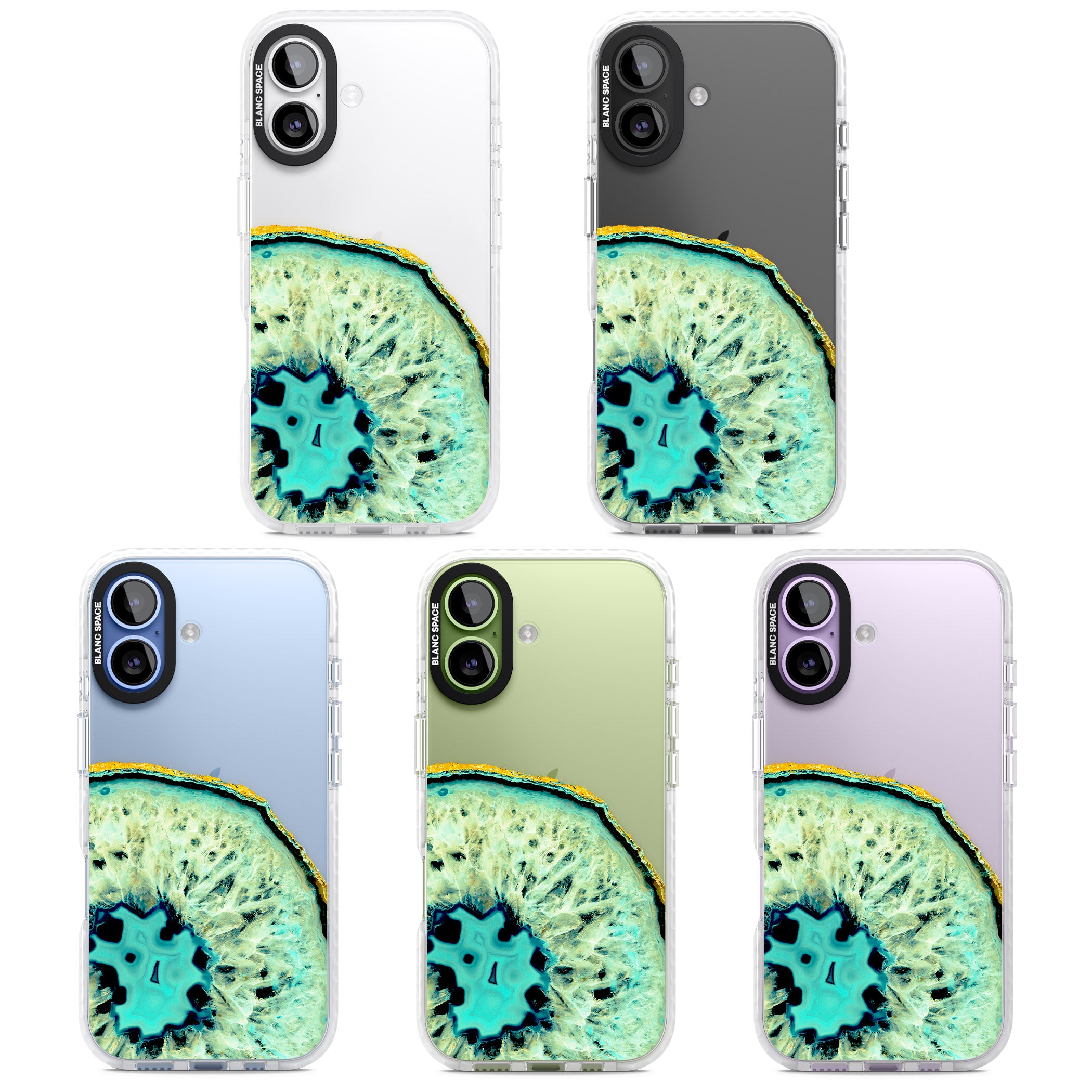 Turquoise Geode Crystal iPhone 17 Impact Clear Phone Case APT Impact Protection