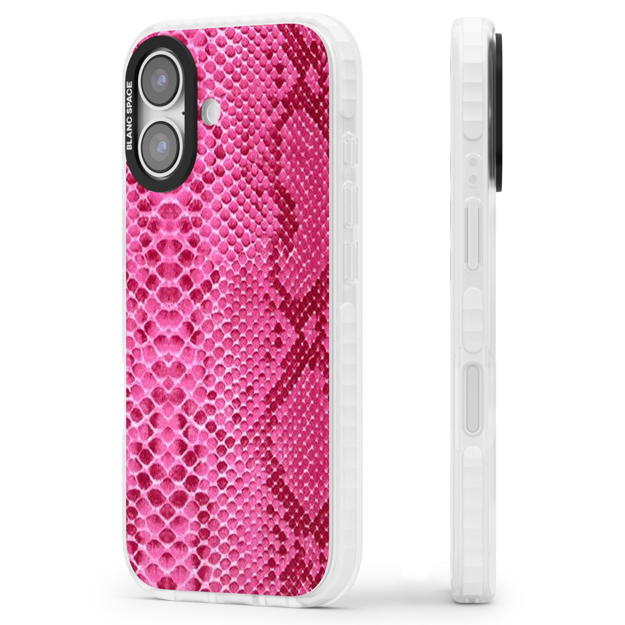 Pink Snakeskin iPhone 17 Impact Clear Phone Case Side Profile