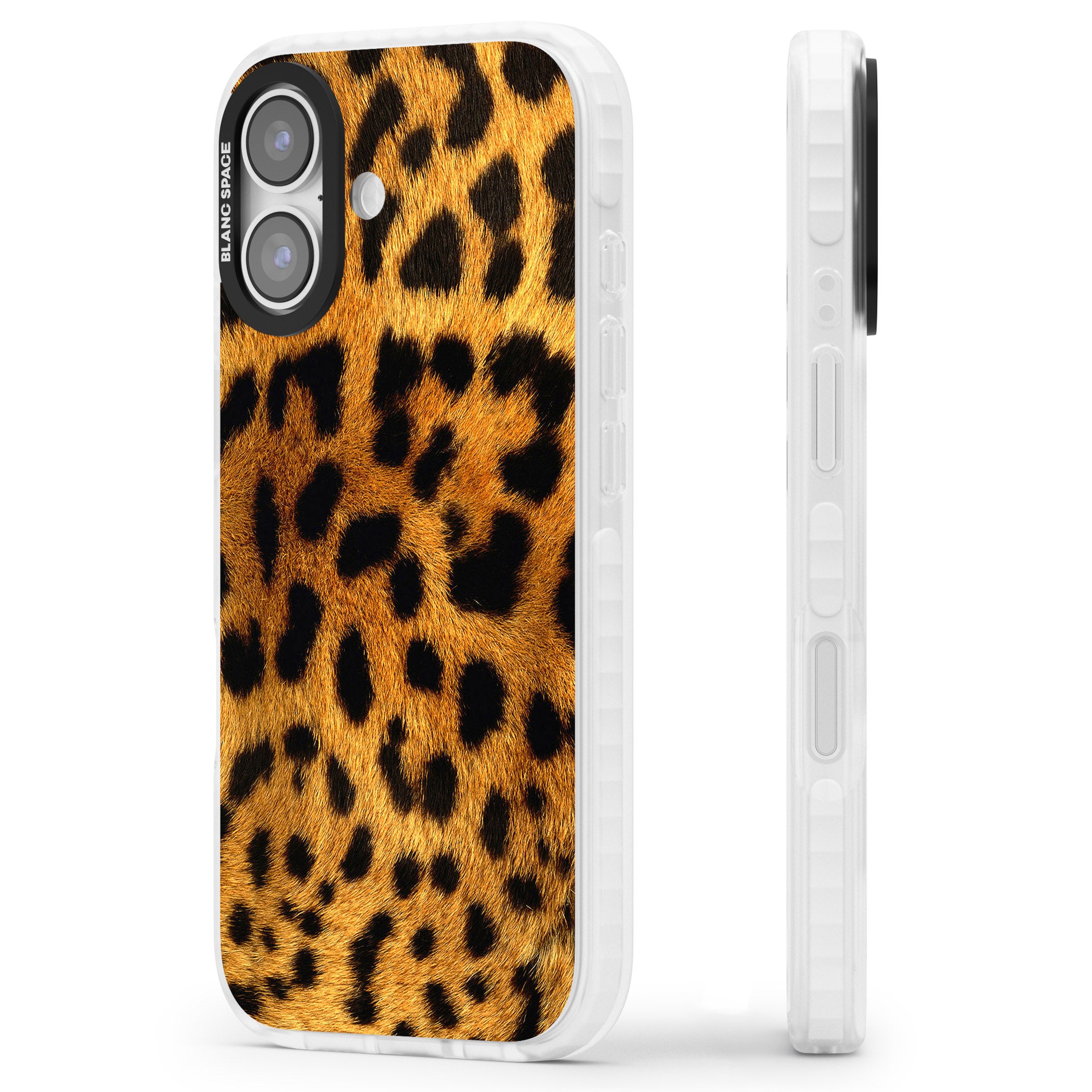 Leopard Print iPhone 17 Impact Clear Phone Case Side Profile