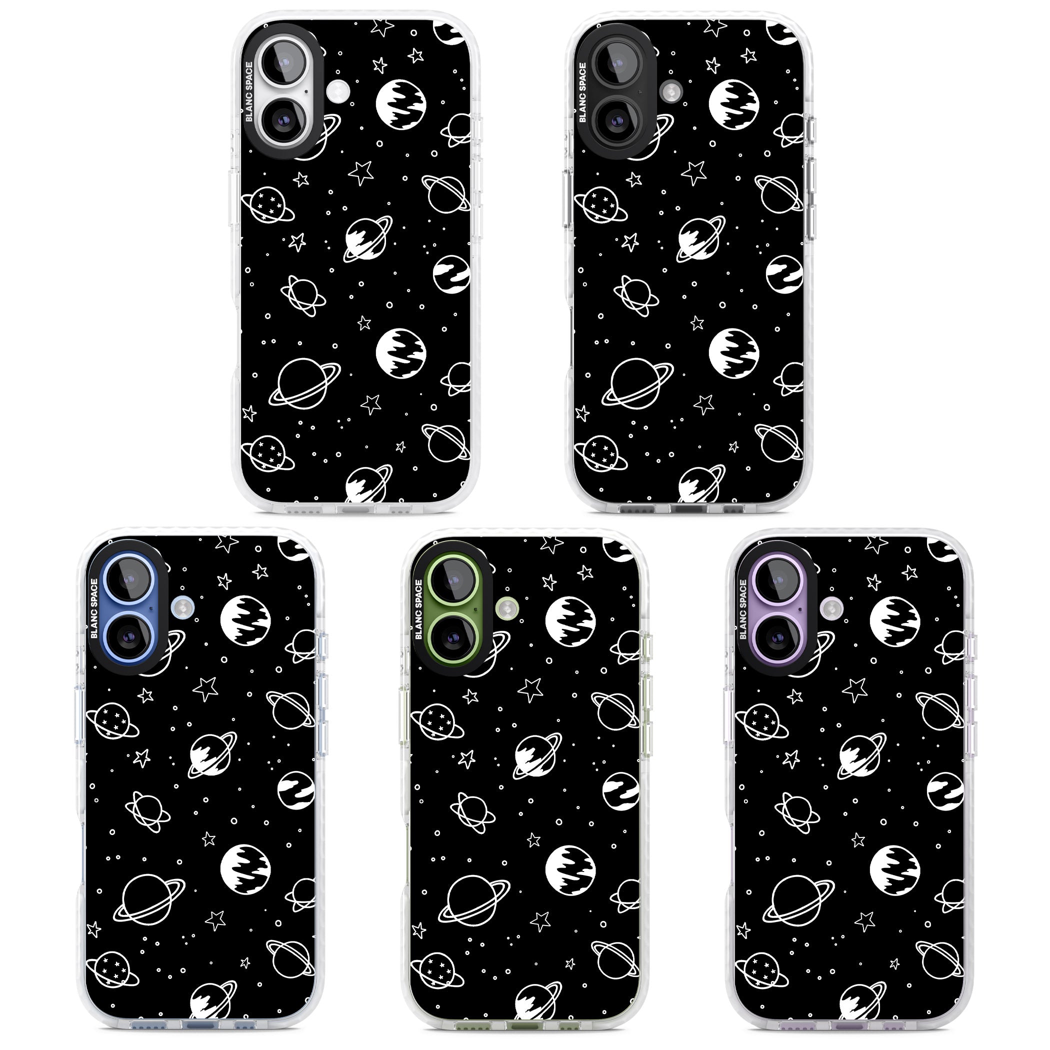 Cosmic Sketch White Black iPhone 17 Impact Clear Phone Case APT Impact Protection