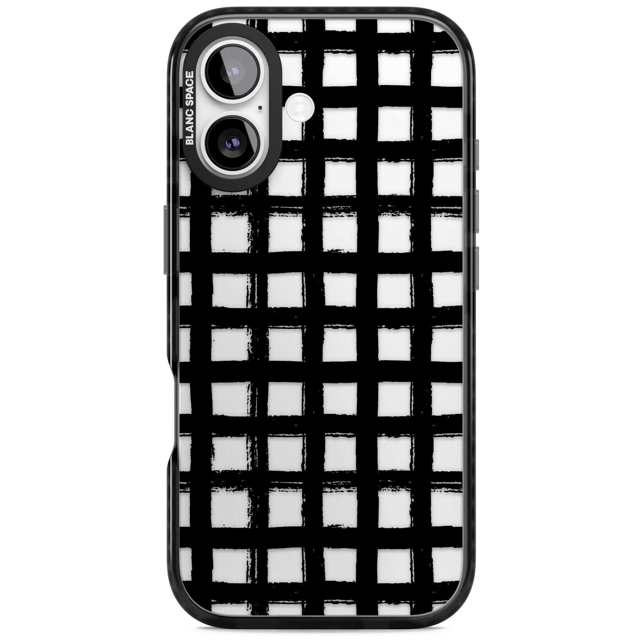 Messy Black Grid Clear iPhone 17 Impact Black Phone Case