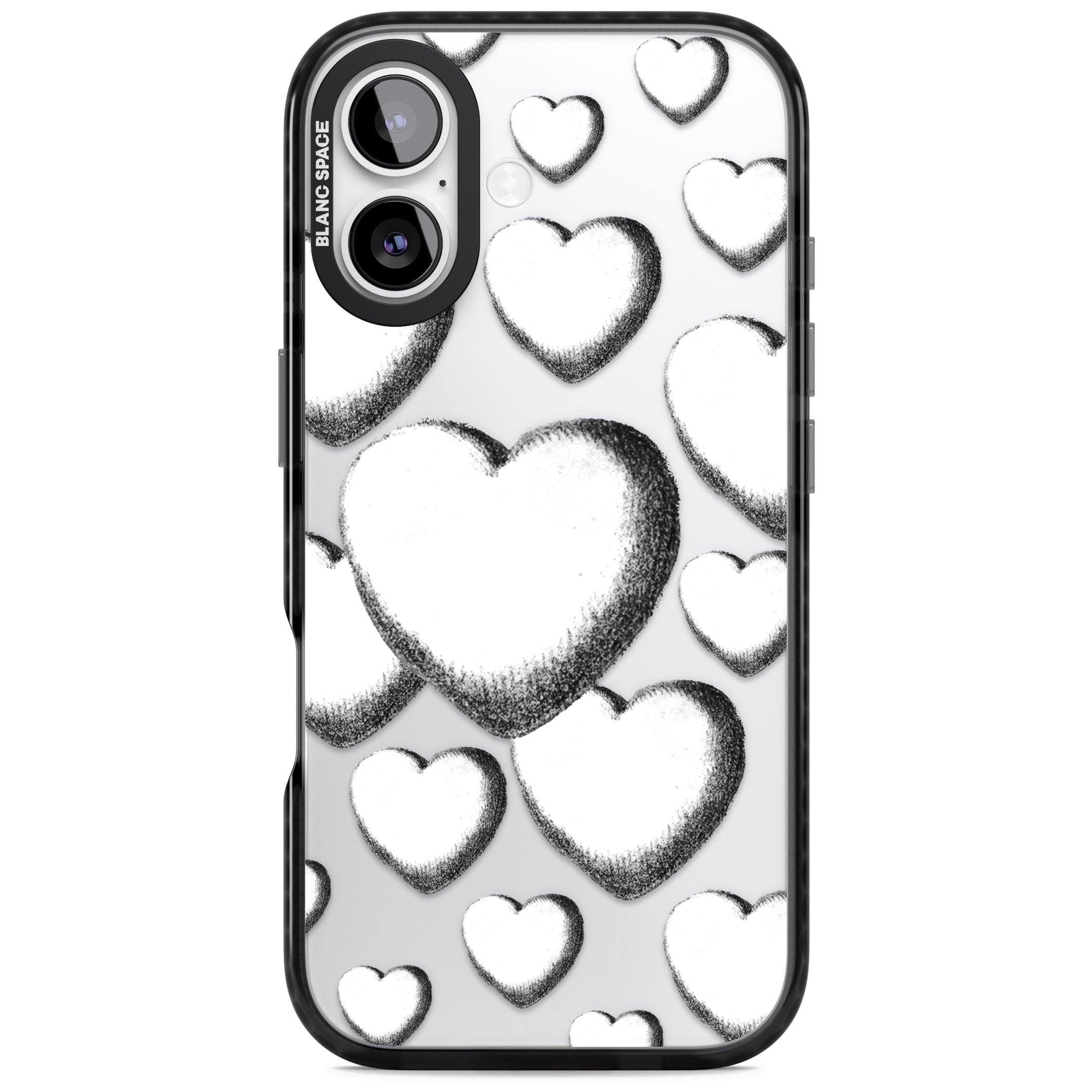 Hand Drawn Hearts iPhone 17 Impact Black Phone Case