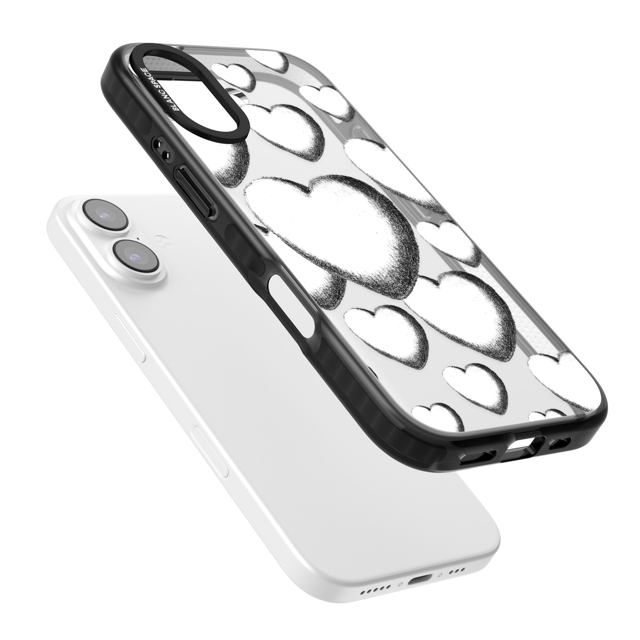 Hand Drawn Hearts iPhone 17 Impact Black Phone Case Colours