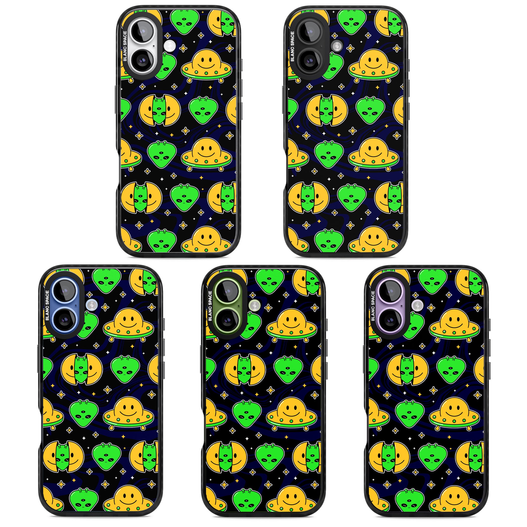 Alien Head Pattern iPhone 17 Impact Black Phone Case APT Impact Protection