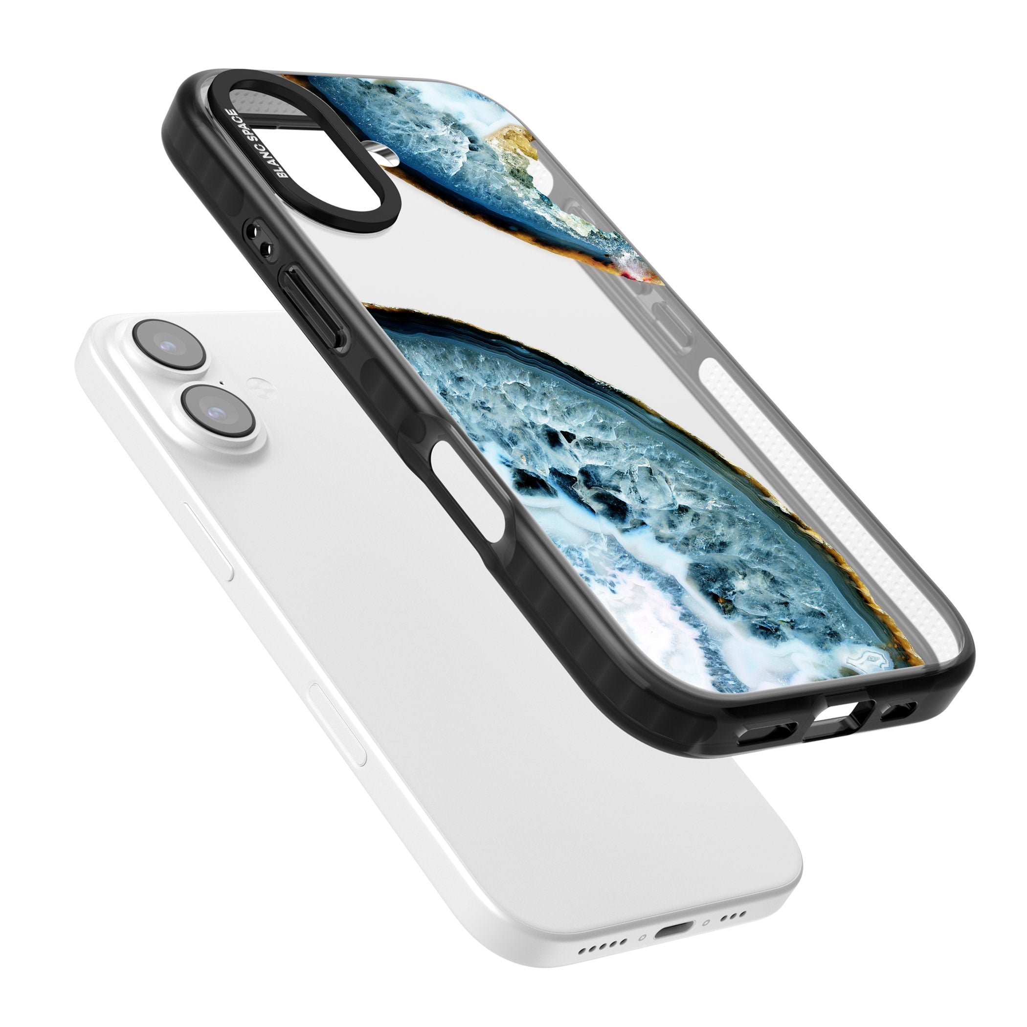 Blue Agate Slice iPhone 17 Impact Black Phone Case Colours