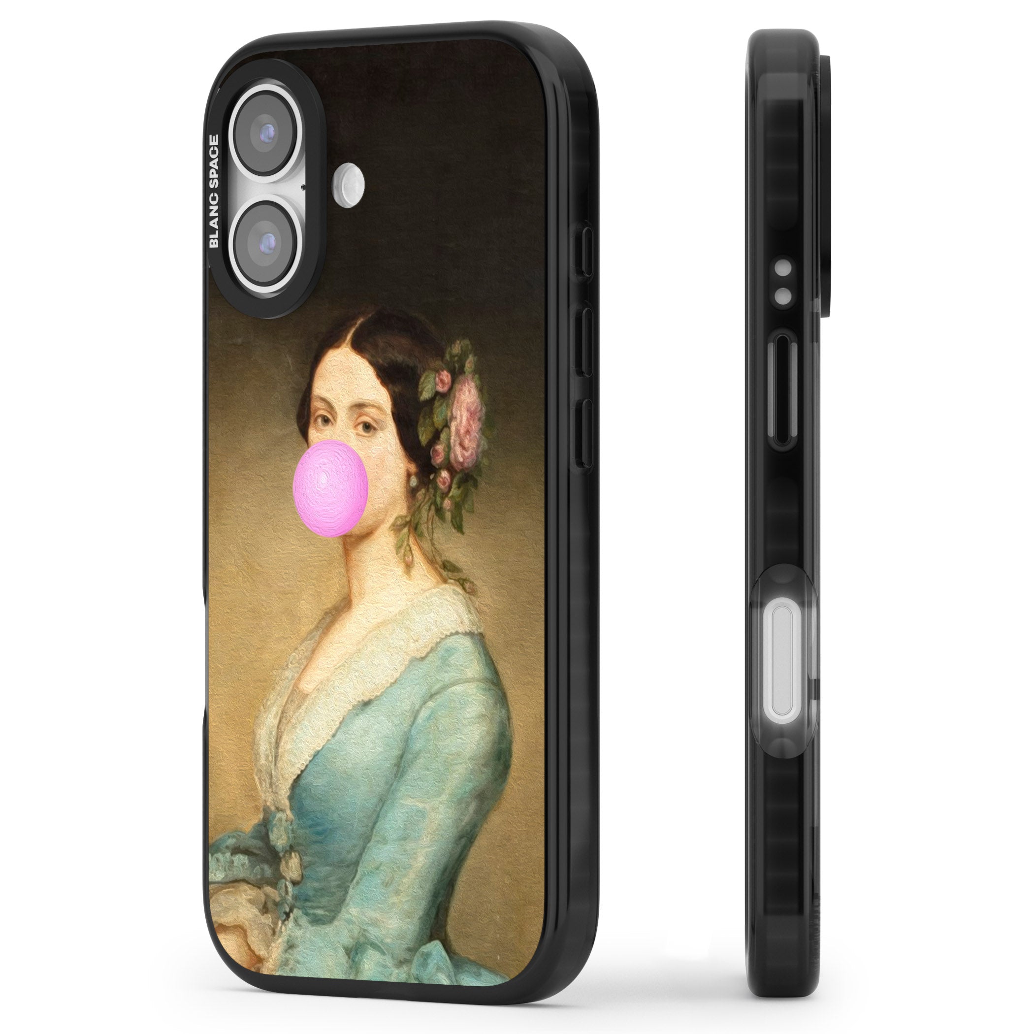 Bubblegum Renaissance iPhone 17 Impact Black Phone Case Side Profile