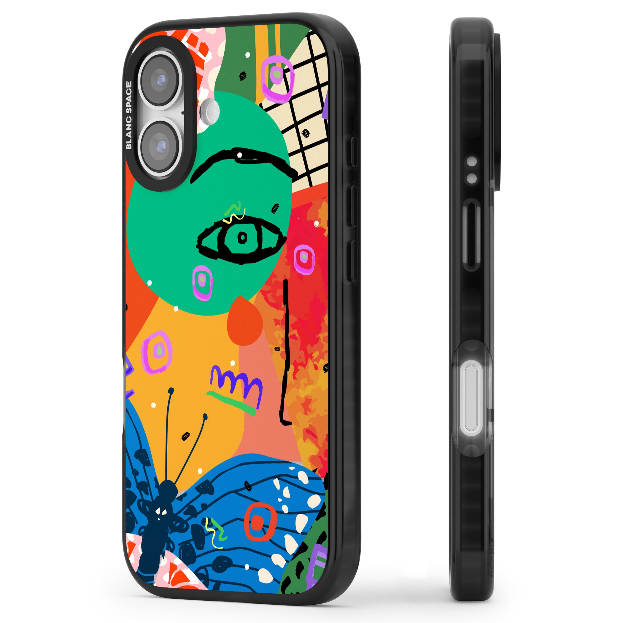 Abstract Butterfly iPhone 17 Impact Black Phone Case Side Profile