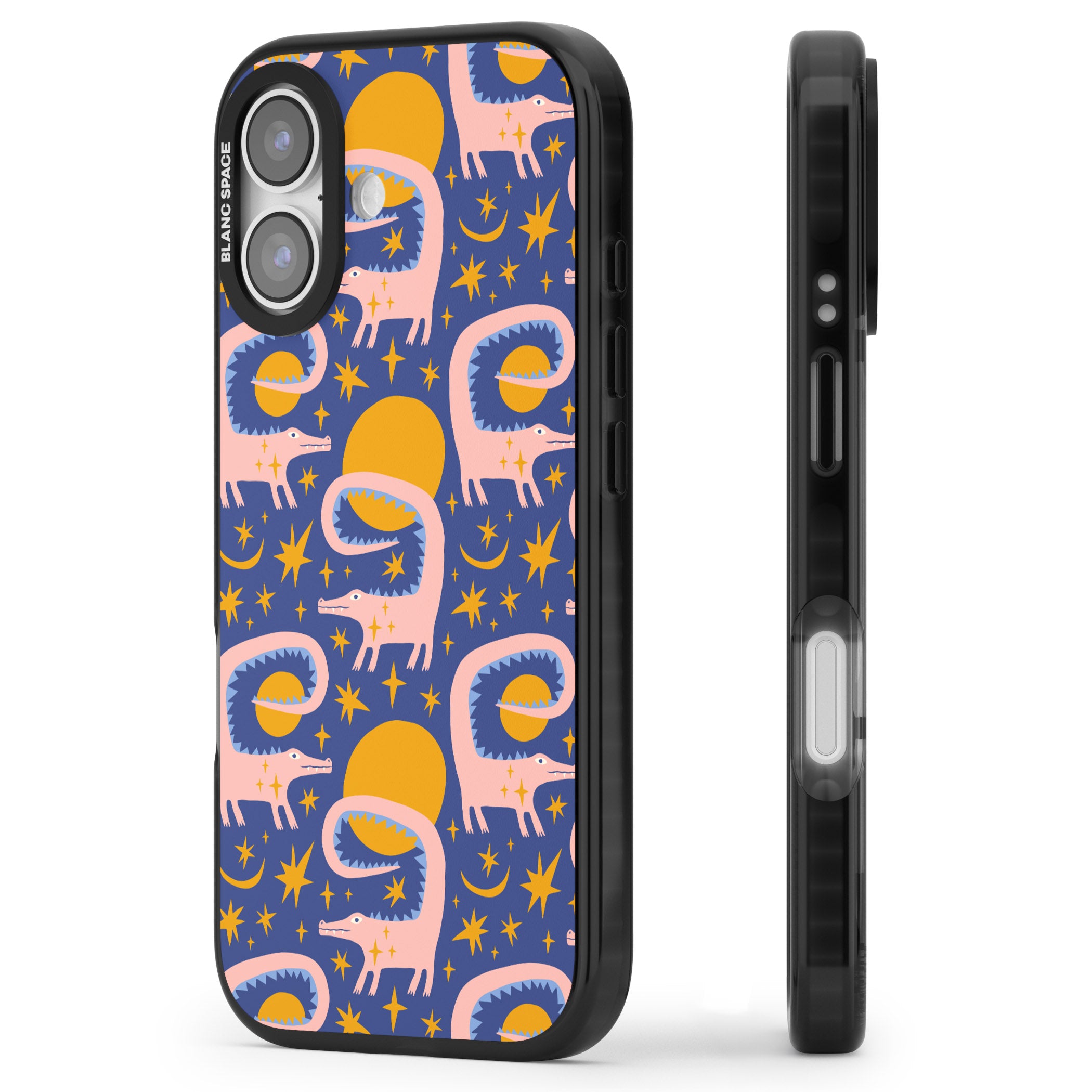 Sun Croc Pattern iPhone 17 Impact Black Phone Case Side Profile