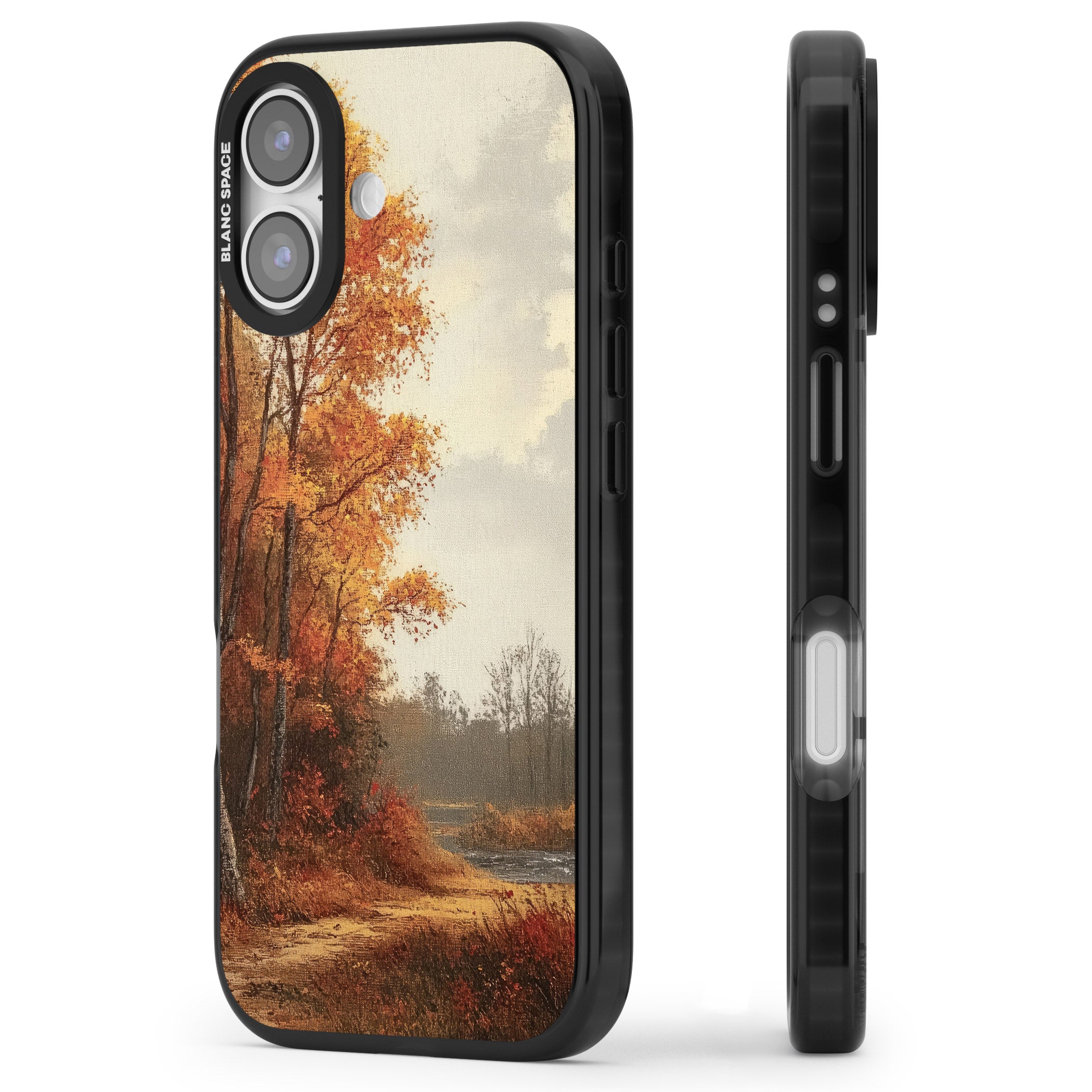 Vintage Autumn Oil Painting iPhone 17 Impact Black Phone Case Side Profile