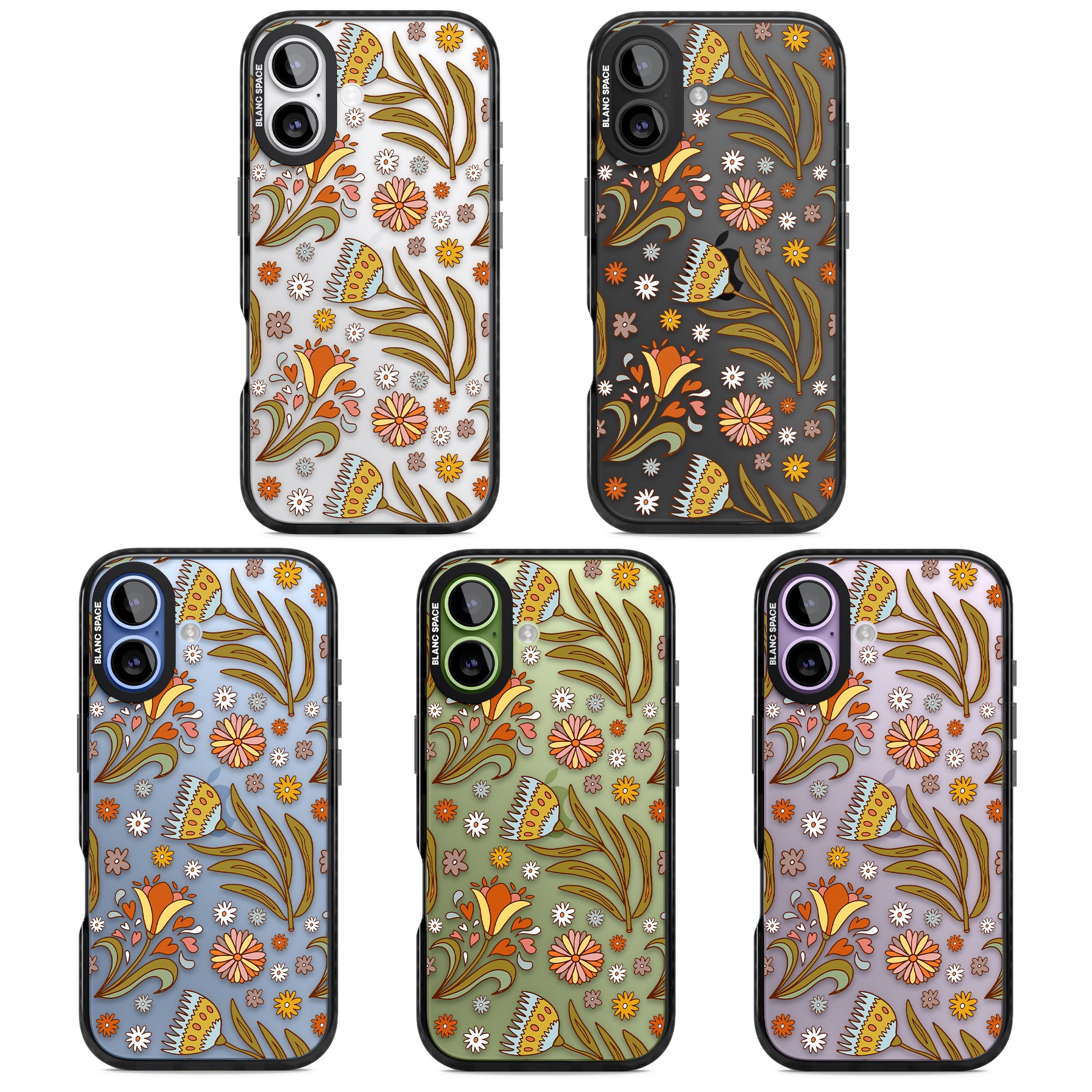 Boho Celestial Wildflower iPhone 17 Impact Black Phone Case APT Impact Protection