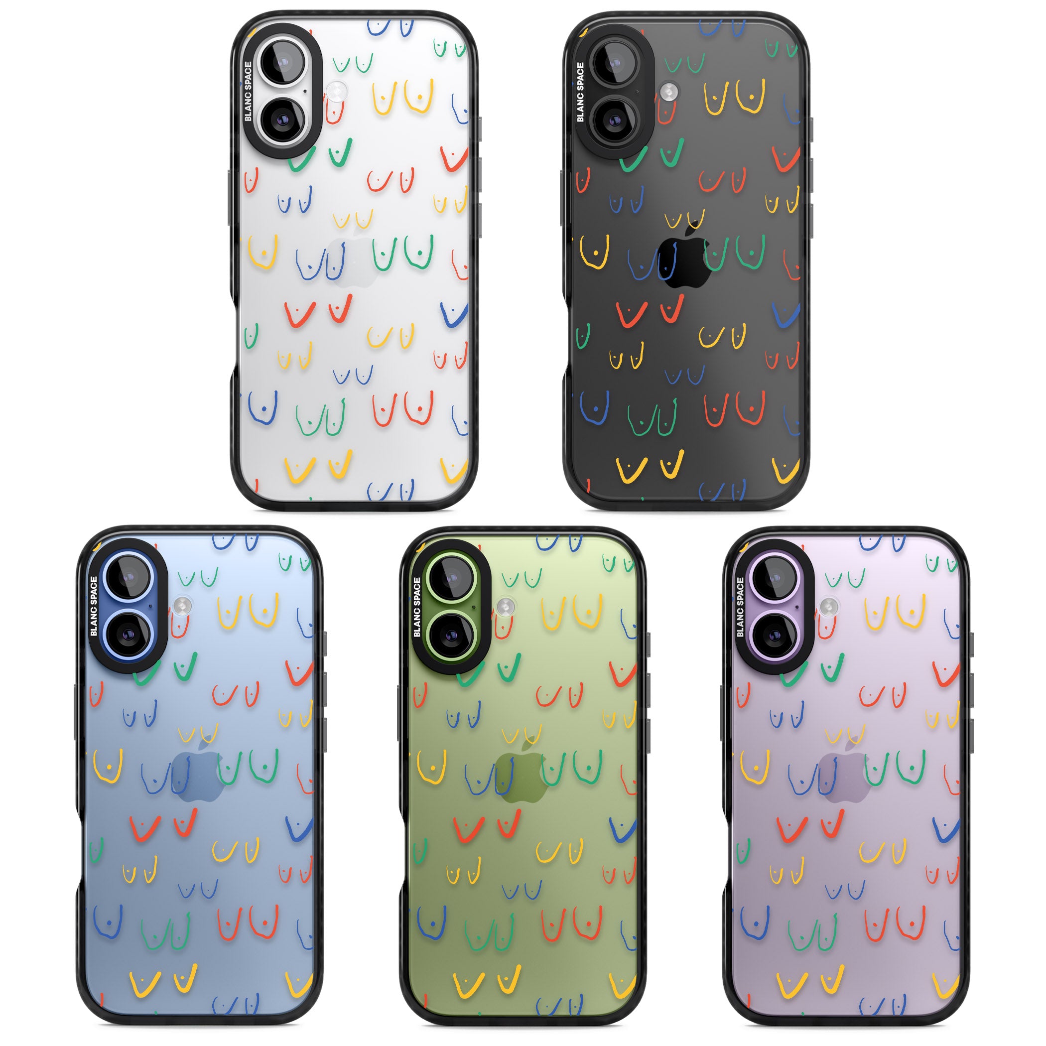 Boob Pattern (Mixed Colours) iPhone 17 Impact Black Phone Case APT Impact Protection