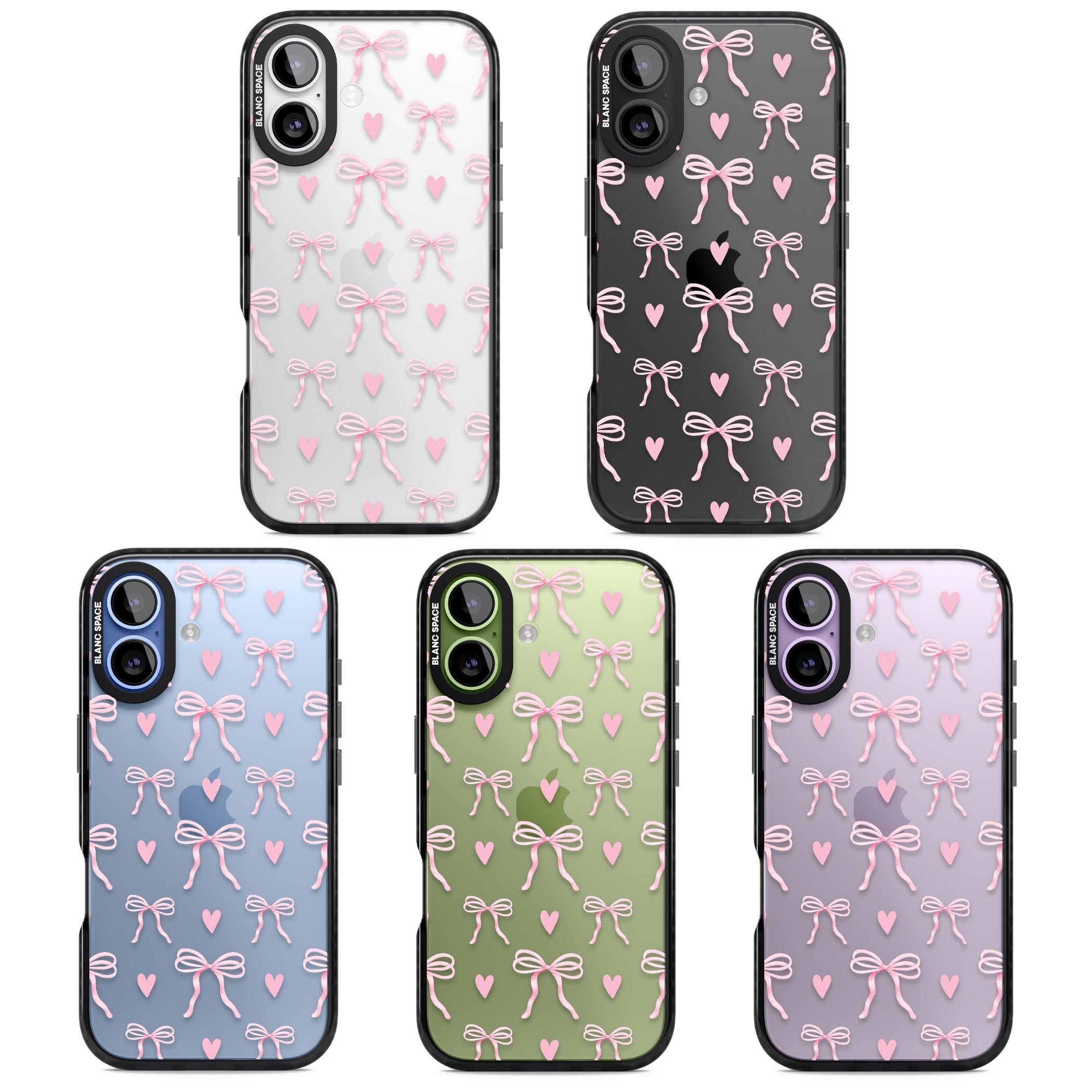 Pink Bows & Hearts iPhone 17 Impact Black Phone Case APT Impact Protection