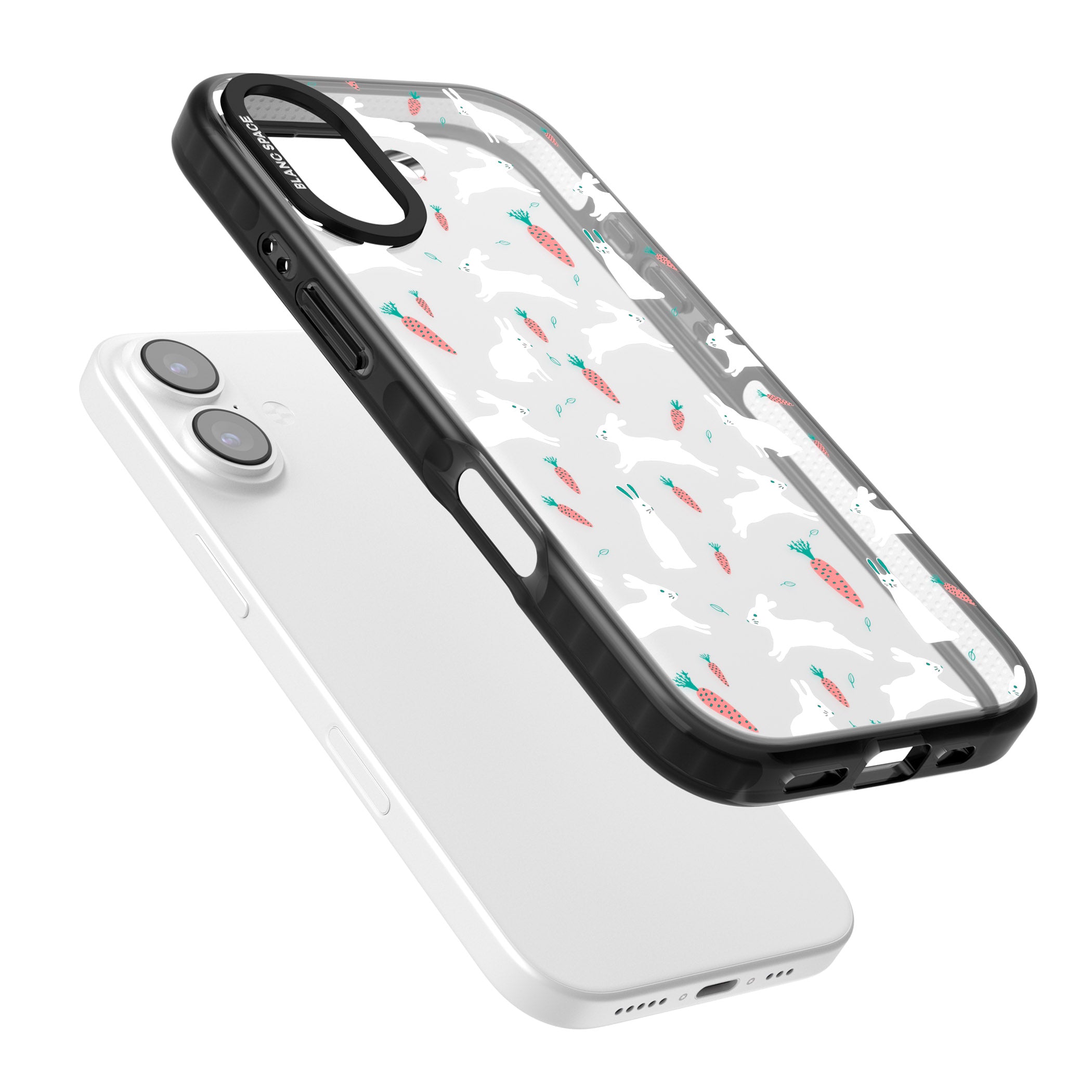White Bunnies And Carrots iPhone 17 Impact Black Phone Case Colours