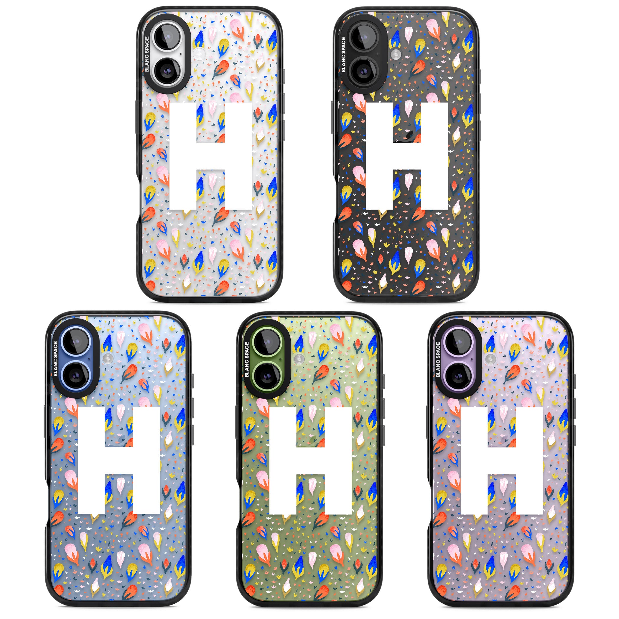 Personalised Abstract Floral Initial iPhone 17 Impact Black Phone Case APT Impact Protection