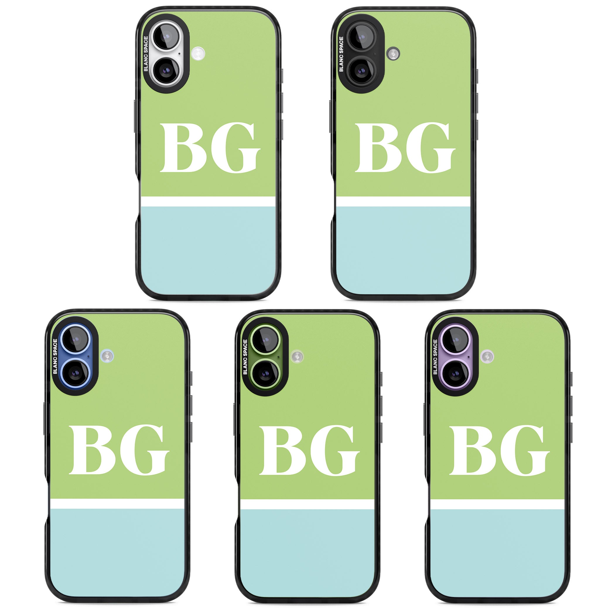 Personalised Colorblock: Green & Turquoise iPhone 17 Impact Black Phone Case APT Impact Protection