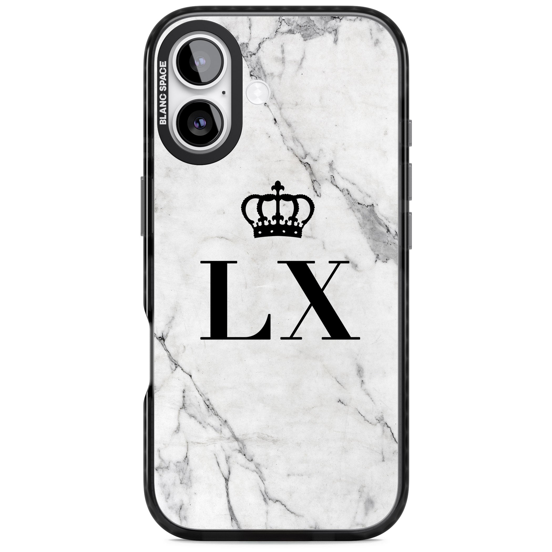 Personalised Initial Crown Marble iPhone 17 Impact Black Phone Case