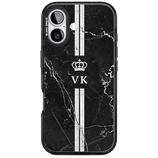 Personalised Black Marble Stripe Initials