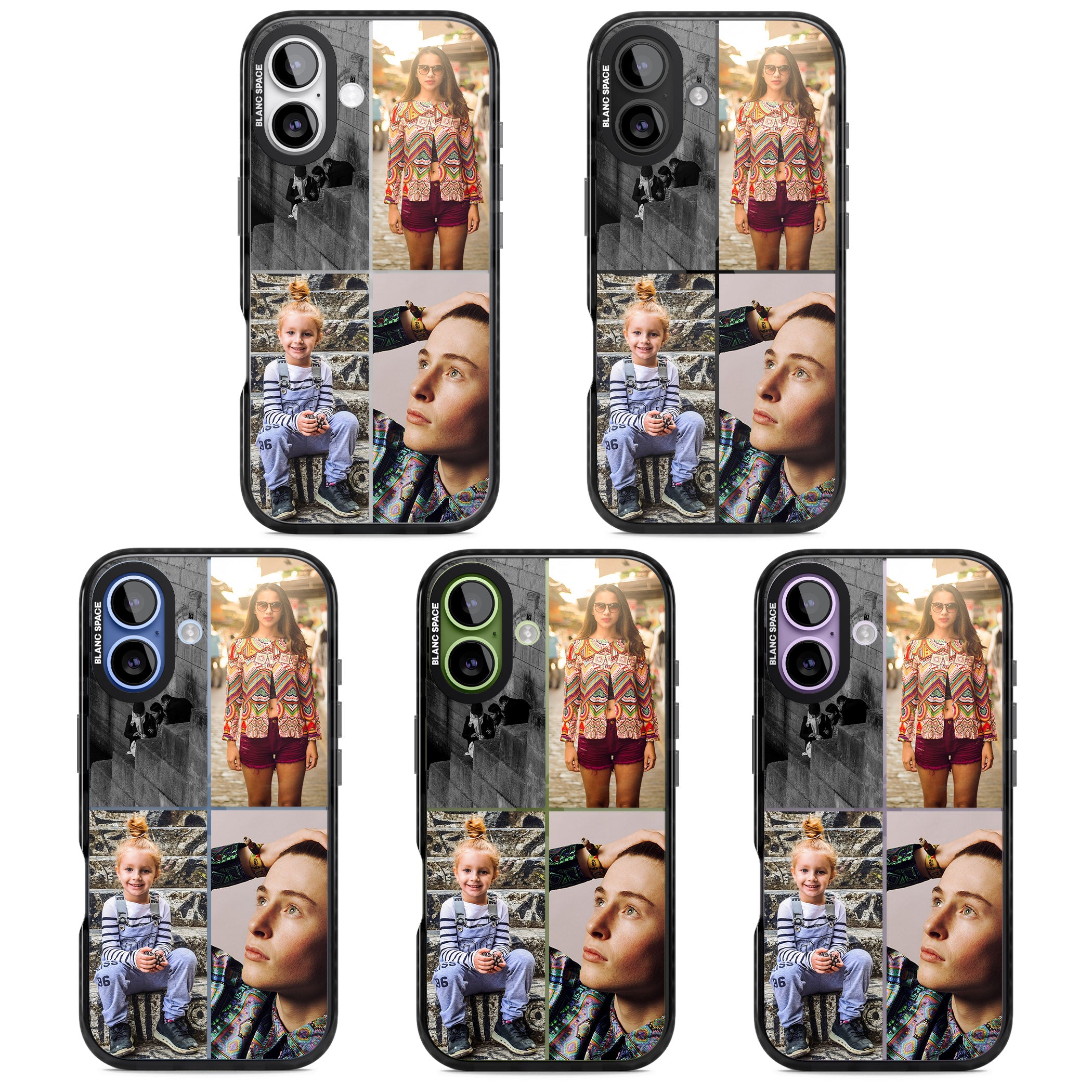 Personalised 4 Photo Grid iPhone 17 Impact Black Phone Case APT Impact Protection