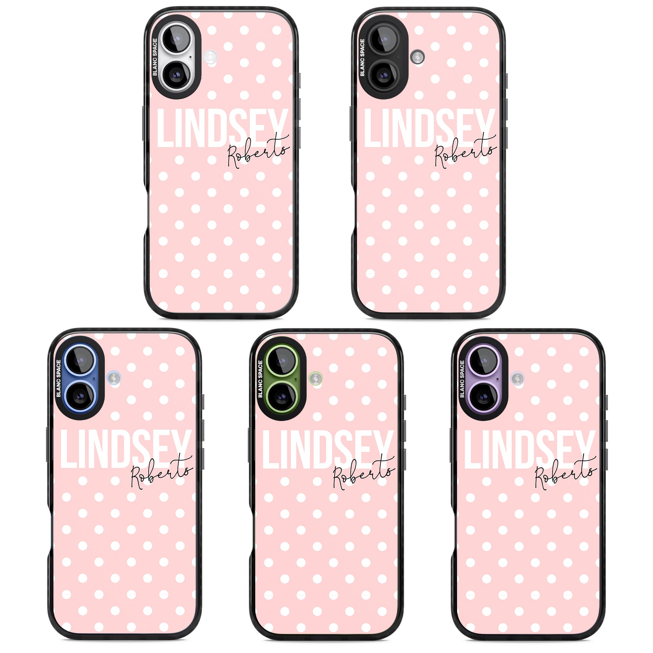 Personalised Pink Polka iPhone 17 Impact Black Phone Case APT Impact Protection