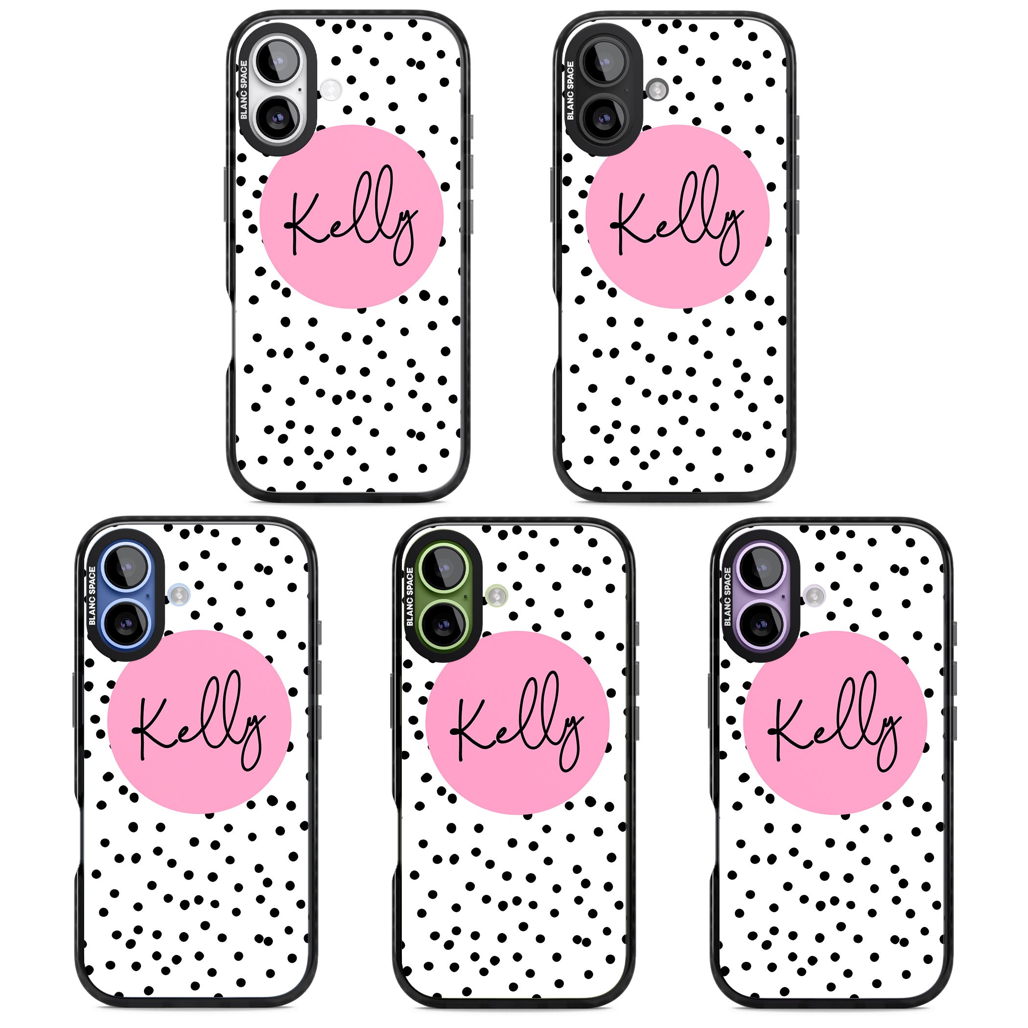 Personalised Pink Circle & Dots iPhone 17 Impact Black Phone Case APT Impact Protection