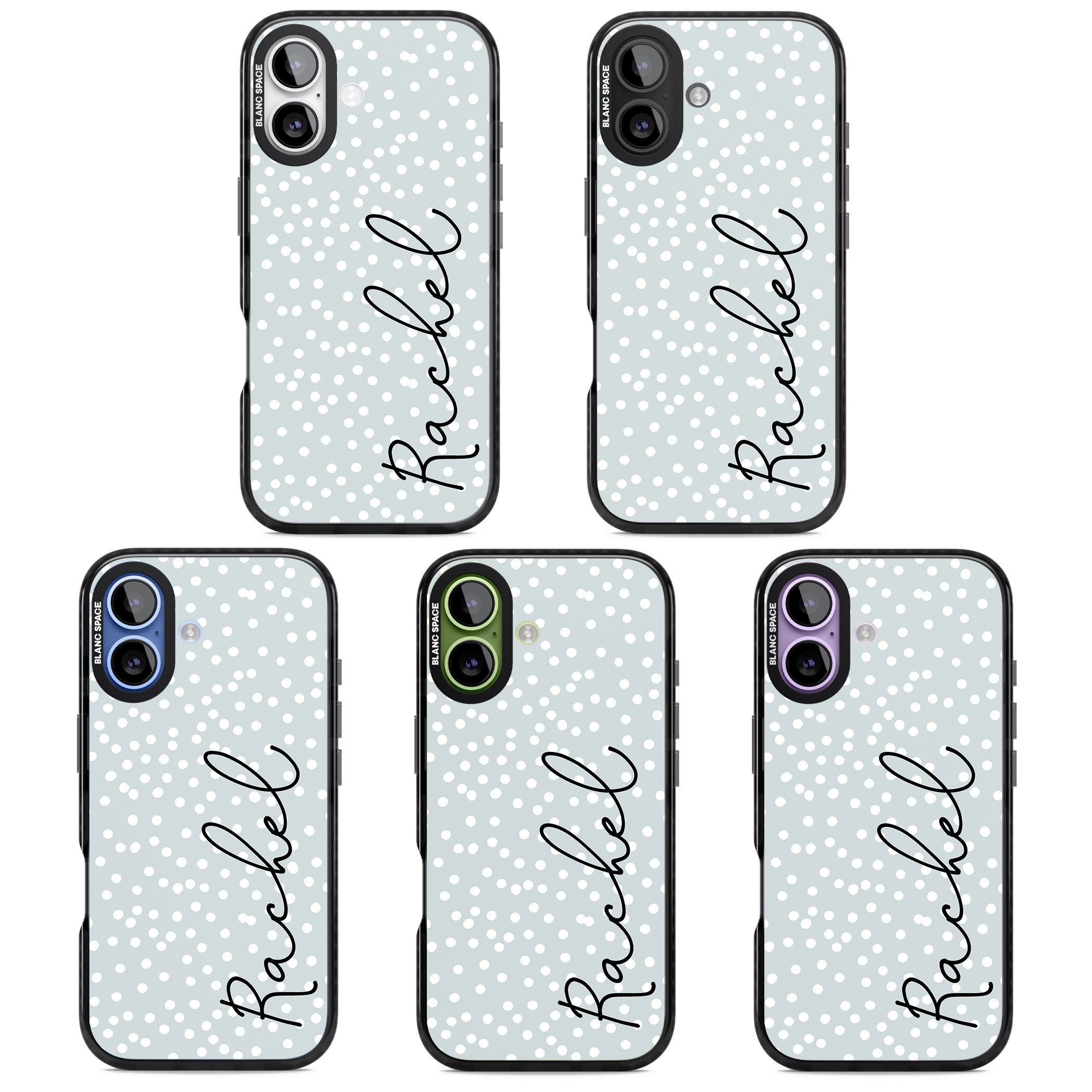 Personalised Vertical Cursive & Dots iPhone 17 Impact Black Phone Case APT Impact Protection
