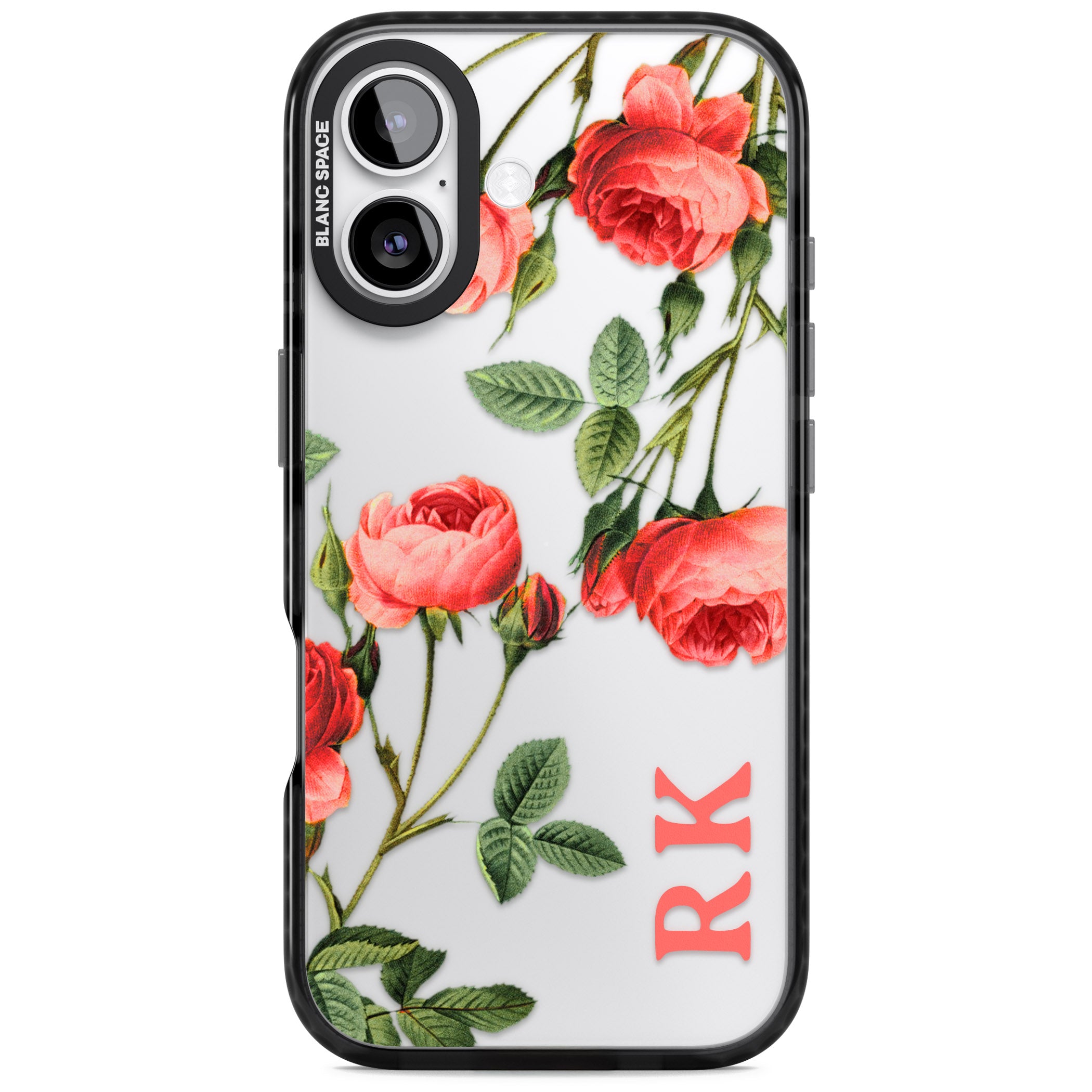 Personalised Vintage Floral Rose iPhone 17 Impact Black Phone Case