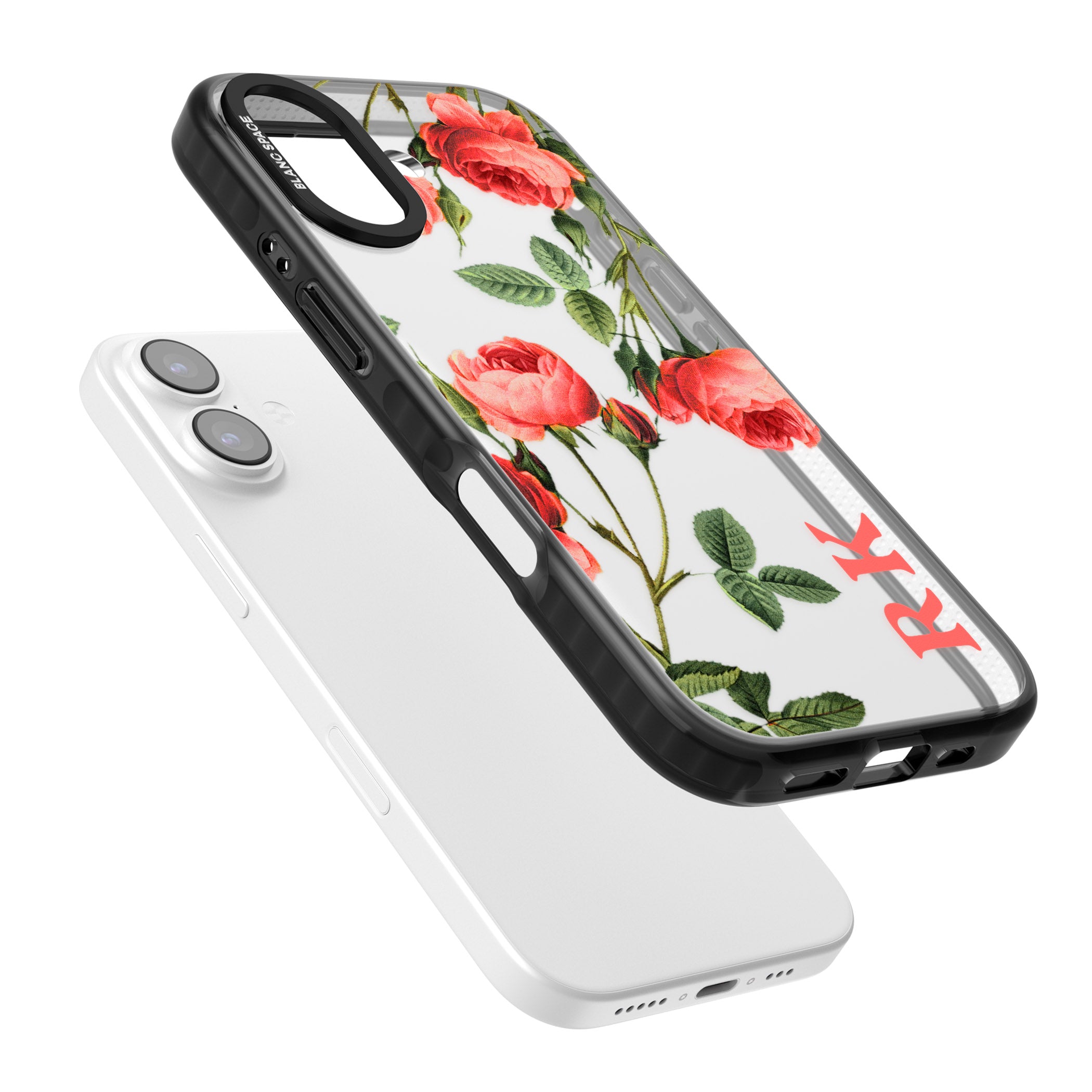 Personalised Vintage Floral Rose iPhone 17 Impact Black Phone Case Colours