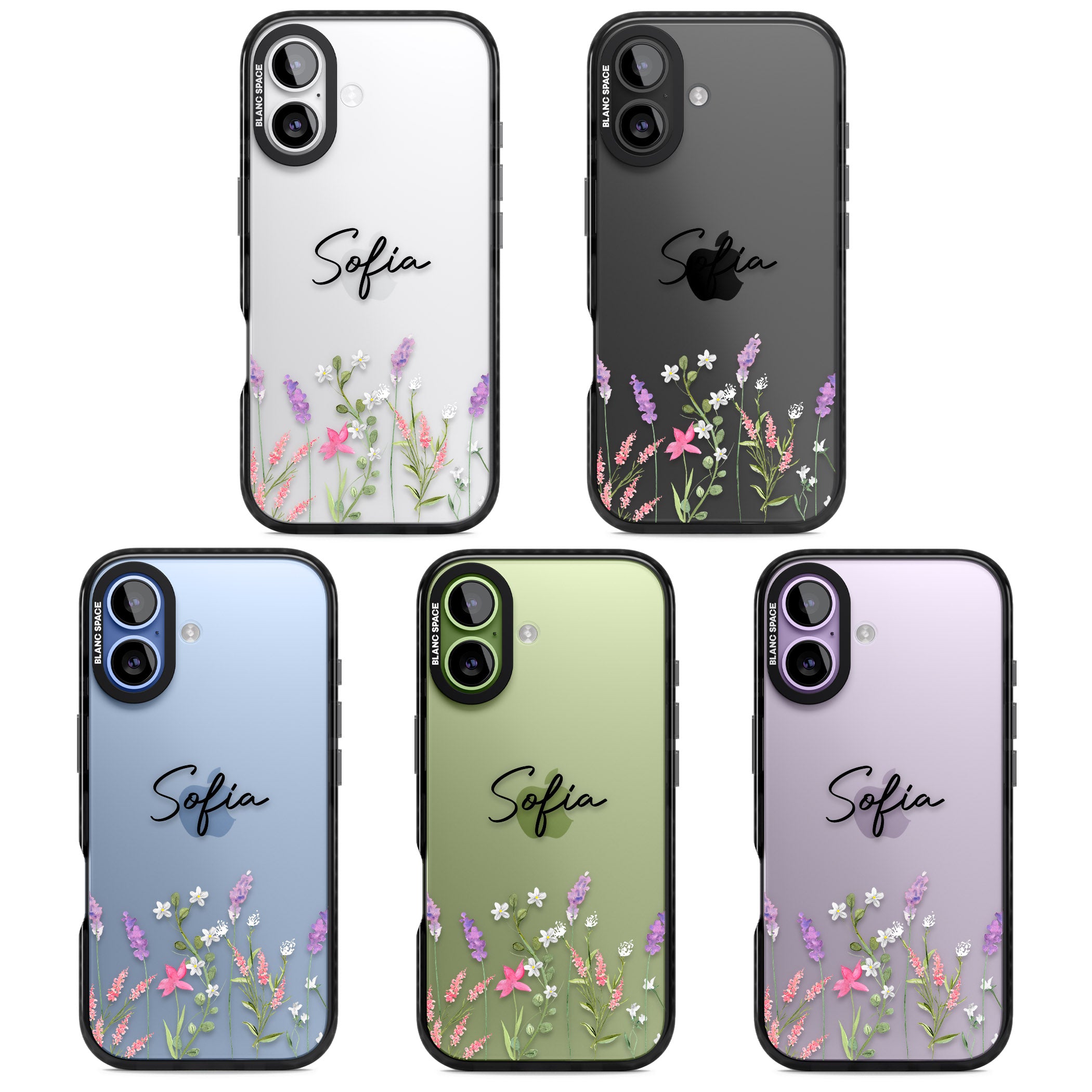 Personalised Lavender Wildflowers iPhone 17 Impact Black Phone Case APT Impact Protection