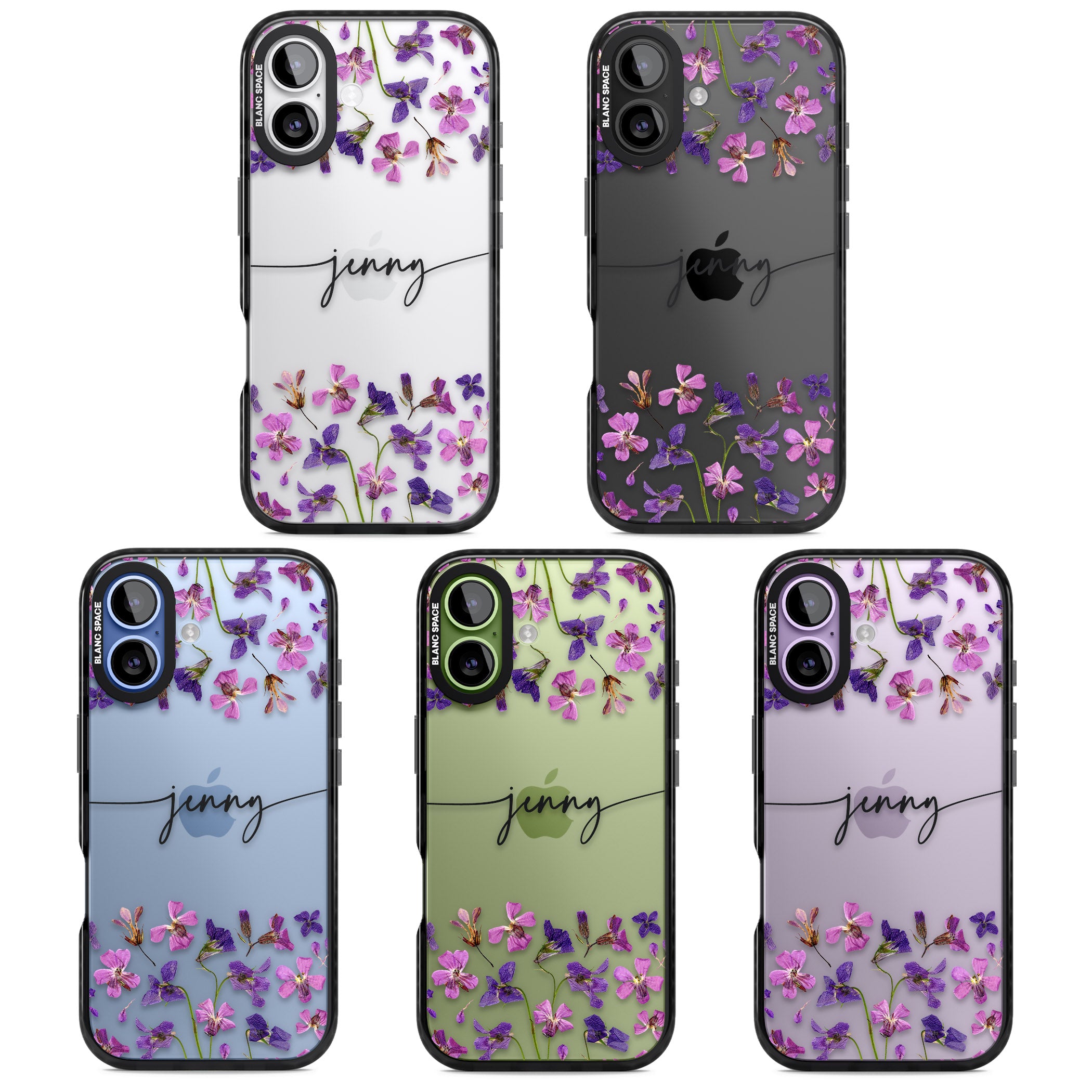 Personalised Purple Violets iPhone 17 Impact Black Phone Case APT Impact Protection